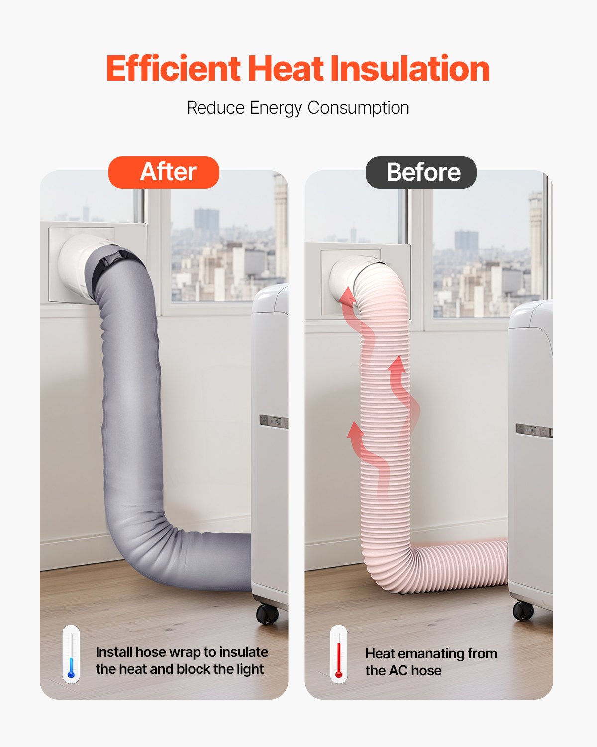 VEVOR Air Conditioner Hose Cover Wrap Portable AC Insulated Exhaust Hose Sleeve