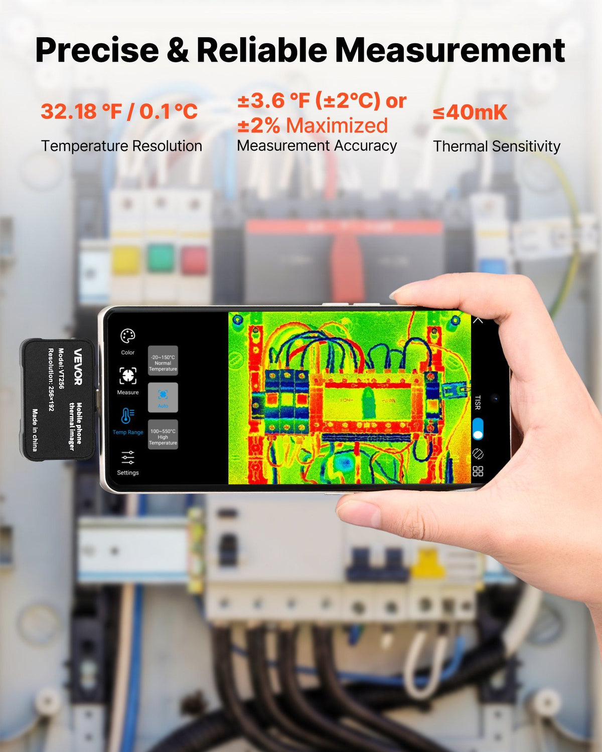 Thermal Imaging Camera for Android & iOS, 512 x 384 Super Resolution, 25HZ Refresh Rate Infrared Thermal Imager for Smartphone Tablets, 256 x 192 IR Resolution, -20°C to 550°C & 6 Color Palettes