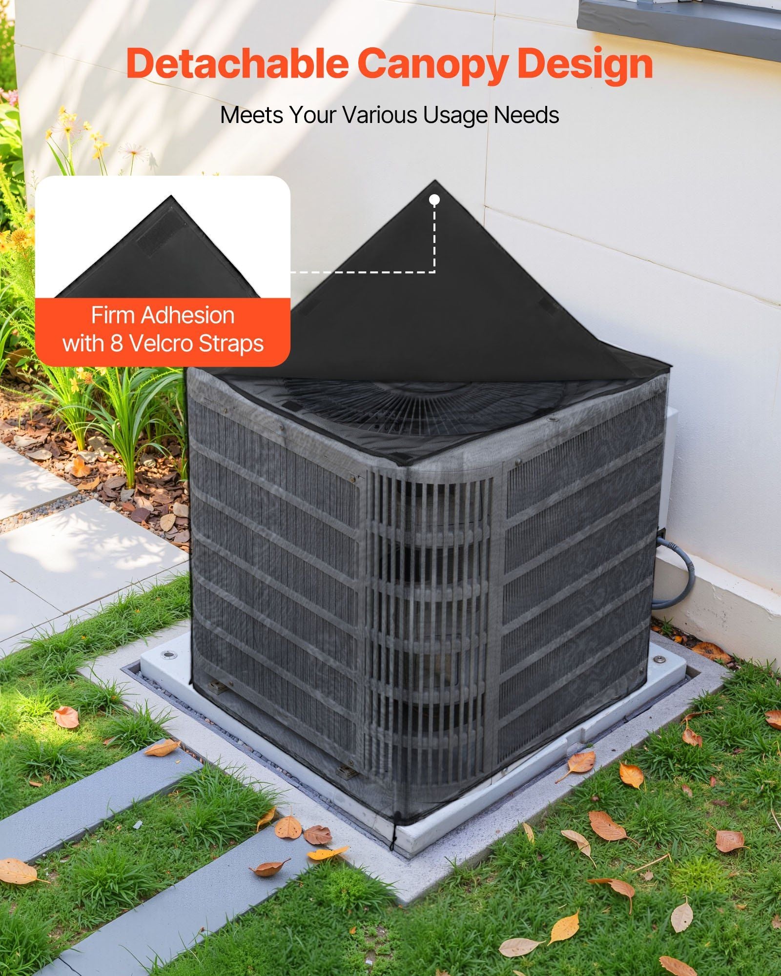 Air Conditioner Cover, 914 x 914 x 1010 mm Ac Cover for Air Conditioning Unit, Dual-Layer, Detachable Canopy,Waterproof Polyester, Universal HVAC Protector for Outdoor Outside Ac Unit, Black