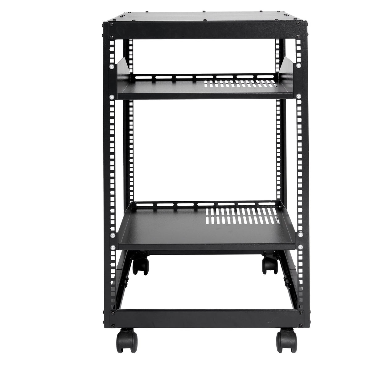 VEVOR 15U Open Frame Server Rack, 23-40 in Adjustable Depth, Free Standing or Wall Mount Network Server Rack, 4 Post AV Rack with Casters, Holds All Your Networking IT Equipment AV Gear Router Modem
