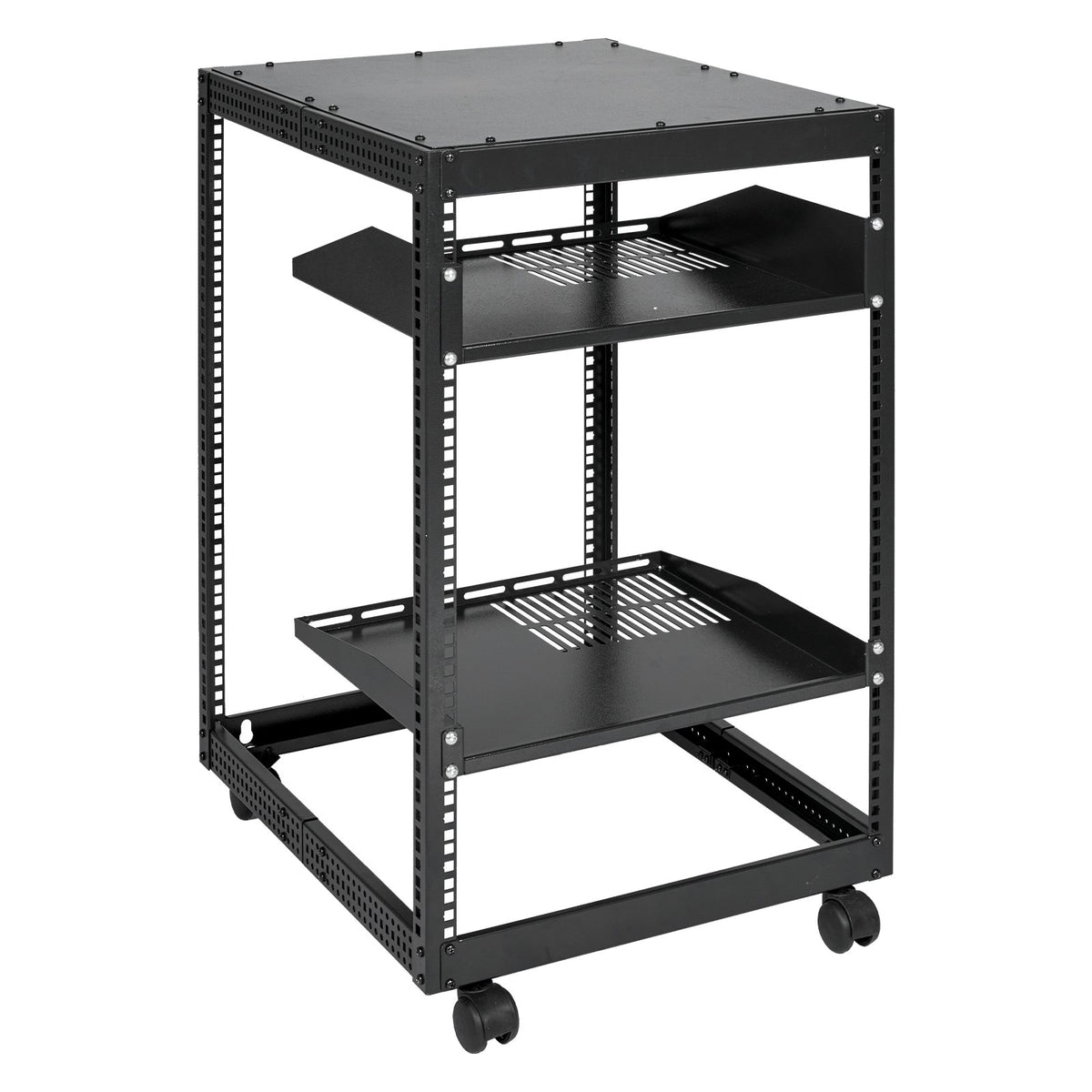 VEVOR 15U Open Frame Server Rack, 23-40 in Adjustable Depth, Free Standing or Wall Mount Network Server Rack, 4 Post AV Rack with Casters, Holds All Your Networking IT Equipment AV Gear Router Modem