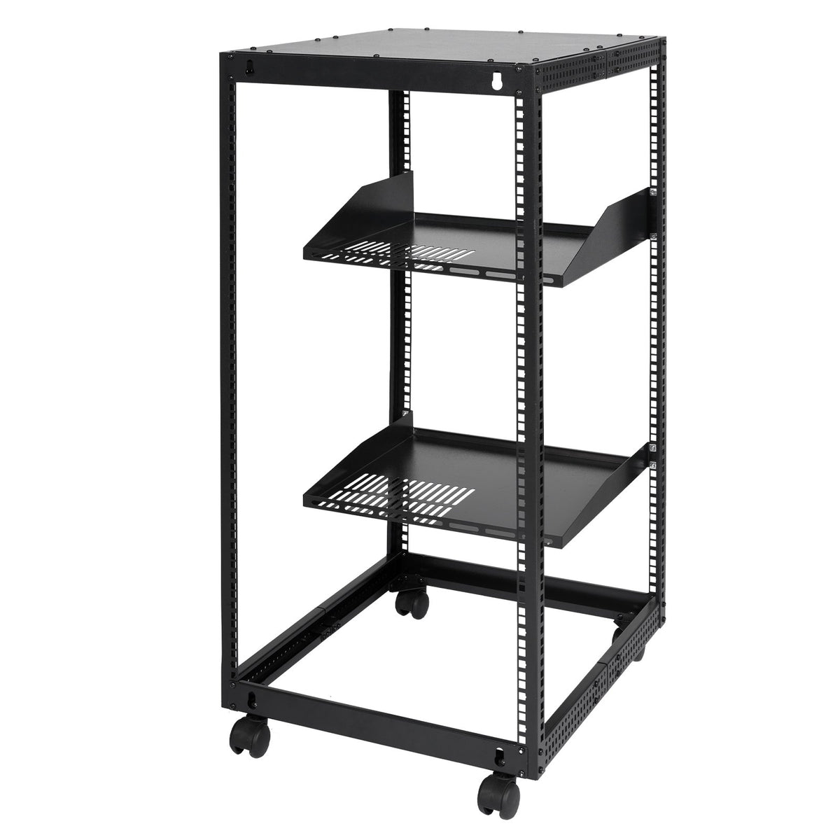 VEVOR 20U Open Frame Server Rack, 15&#39;&#39;-40&#39;&#39; Adjustable Depth, Free Standing or Wall Mount Network Server Rack, 4 Post AV Rack with Casters, Holds All Your Networking IT Equipment AV Gear Router Modem