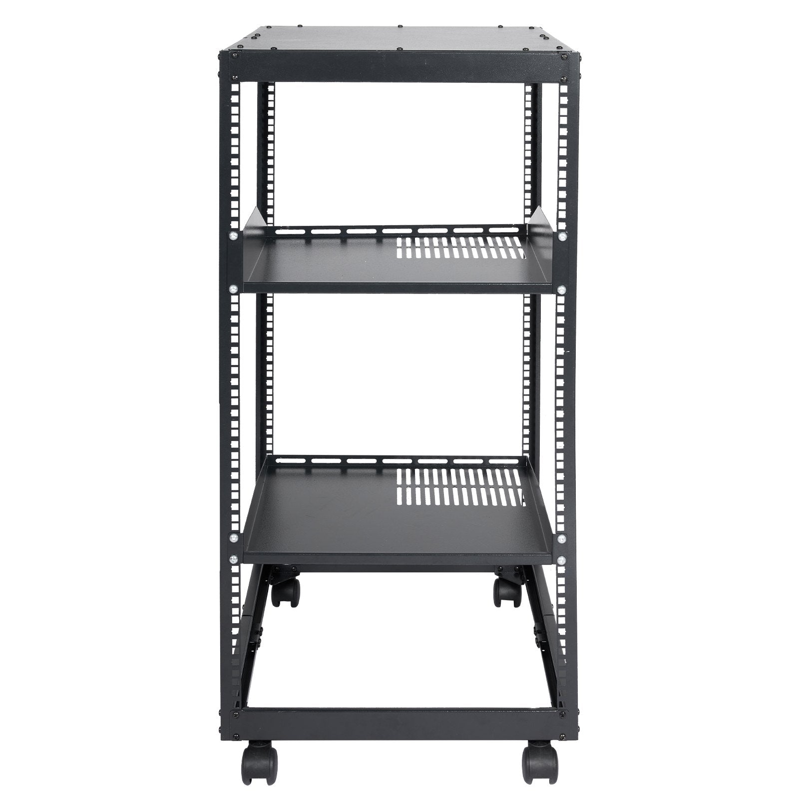 VEVOR 20U Open Frame Server Rack, 15''-40'' Adjustable Depth, Free Standing or Wall Mount Network Server Rack, 4 Post AV Rack with Casters, Holds All Your Networking IT Equipment AV Gear Router Modem