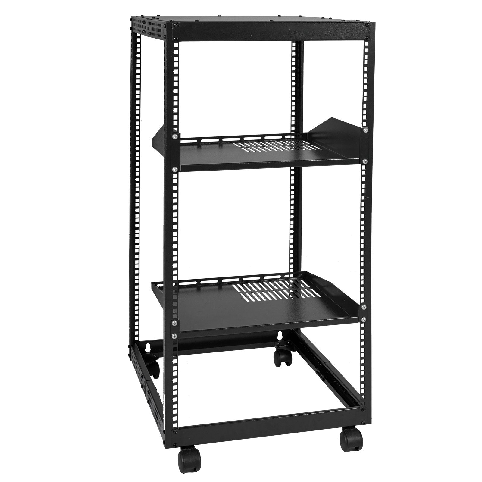 VEVOR 20U Open Frame Server Rack, 15''-40'' Adjustable Depth, Free Standing or Wall Mount Network Server Rack, 4 Post AV Rack with Casters, Holds All Your Networking IT Equipment AV Gear Router Modem