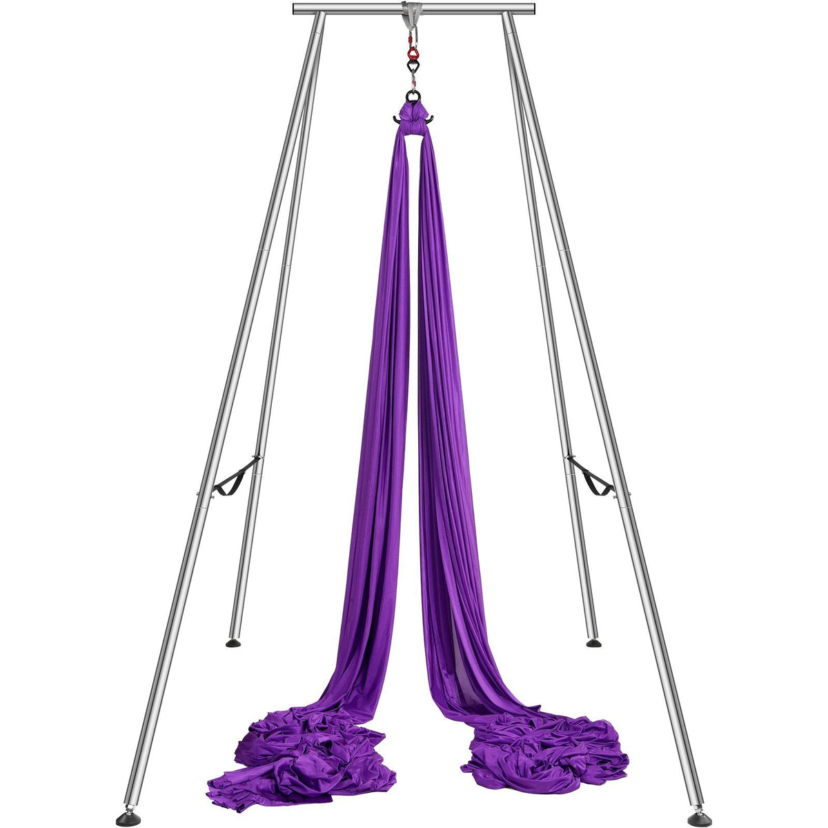 Aerial Yoga Frame &amp; Yoga Hammock, 2950 mm Height Professional Yoga Swing Stand Comes with 12 m Length Aerial Hammock, Max 250 kg Load Capacity Yoga Rig for Indoor Outdoor Aerial Yoga, Purple