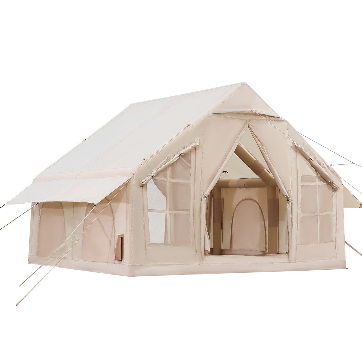 Inflatable Tents for Camping, 4-6 Person Easy Setup Blow up Tent with Hand Pump, 300D Oxford 4 Season Glamping Tent with Stove Jack 2 Doors &amp; 4 Mesh Windows, Storage Bag Included for Easy Taking