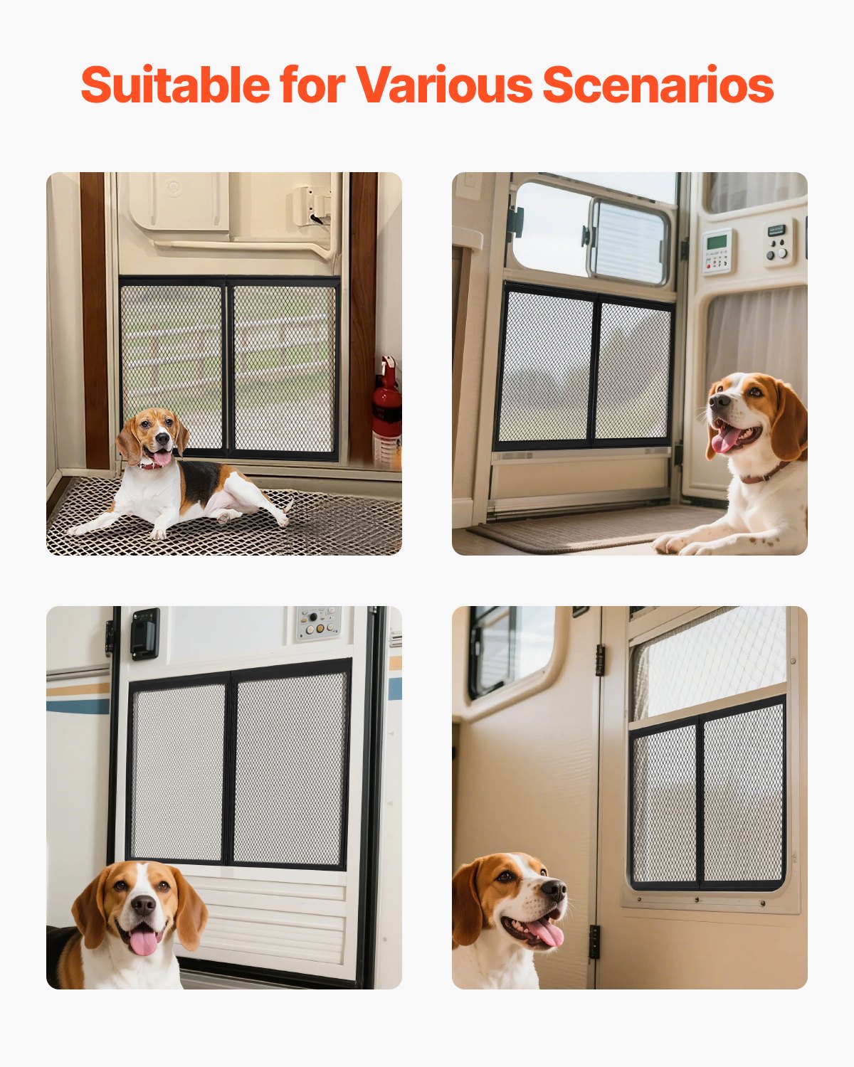 VEVOR RV Screen Door Protector,  622.3 x 508 mm Door Grille, Easy to Install and Disassemble, Reinforced Breathable Protective Mesh, Aluminum Alloy Camper RV Entry Protector for Pet Protection, Black