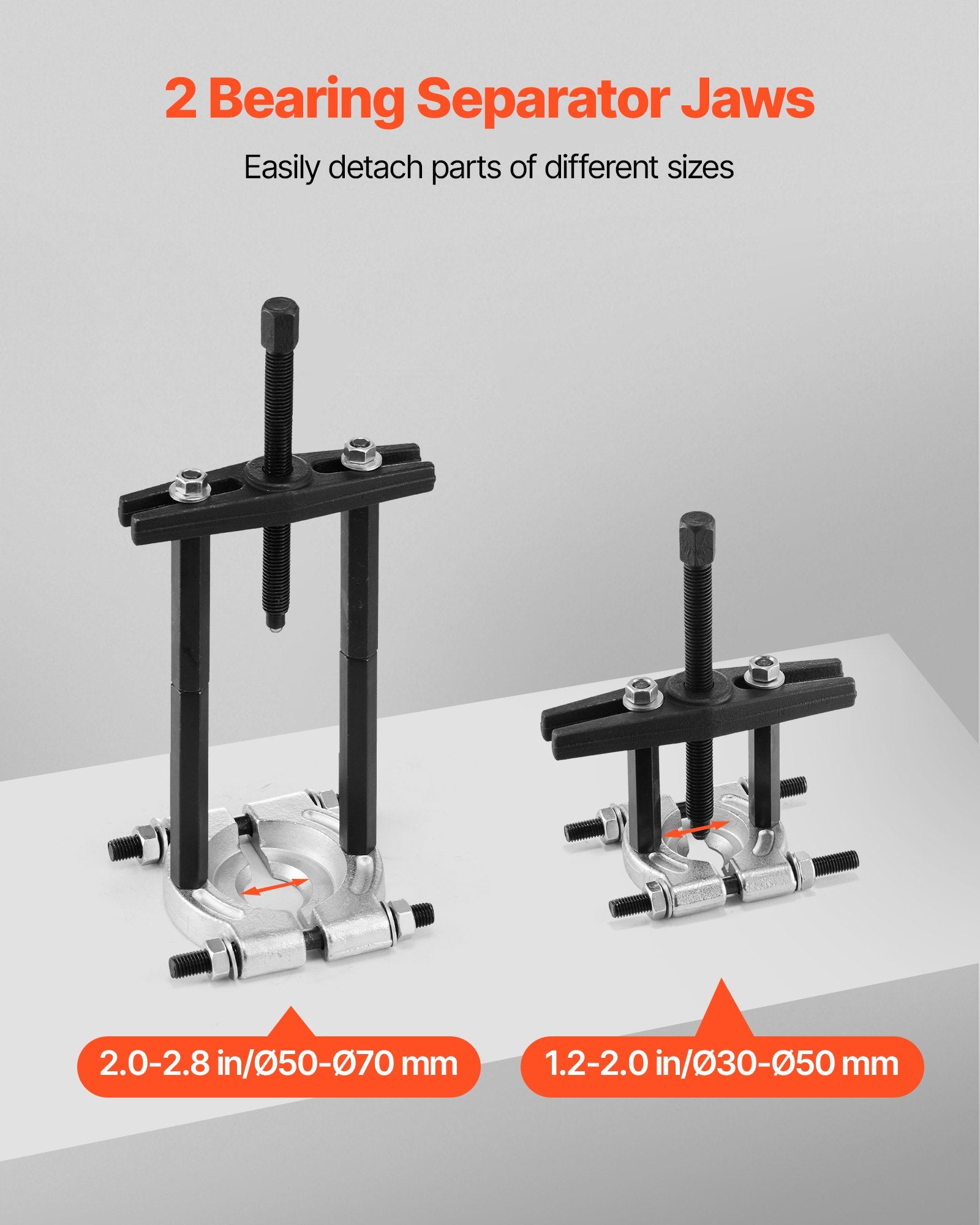 VEVOR Bearing Puller Kit, 14-Piece 5 Ton Capacity Bearing Separator, Pinion Wheel Bearing Removal Kit with 50 mm and 70 mm Jaws, Bearing Puller Set, Heavy Duty Bearing Splitter Tool Kit with Case