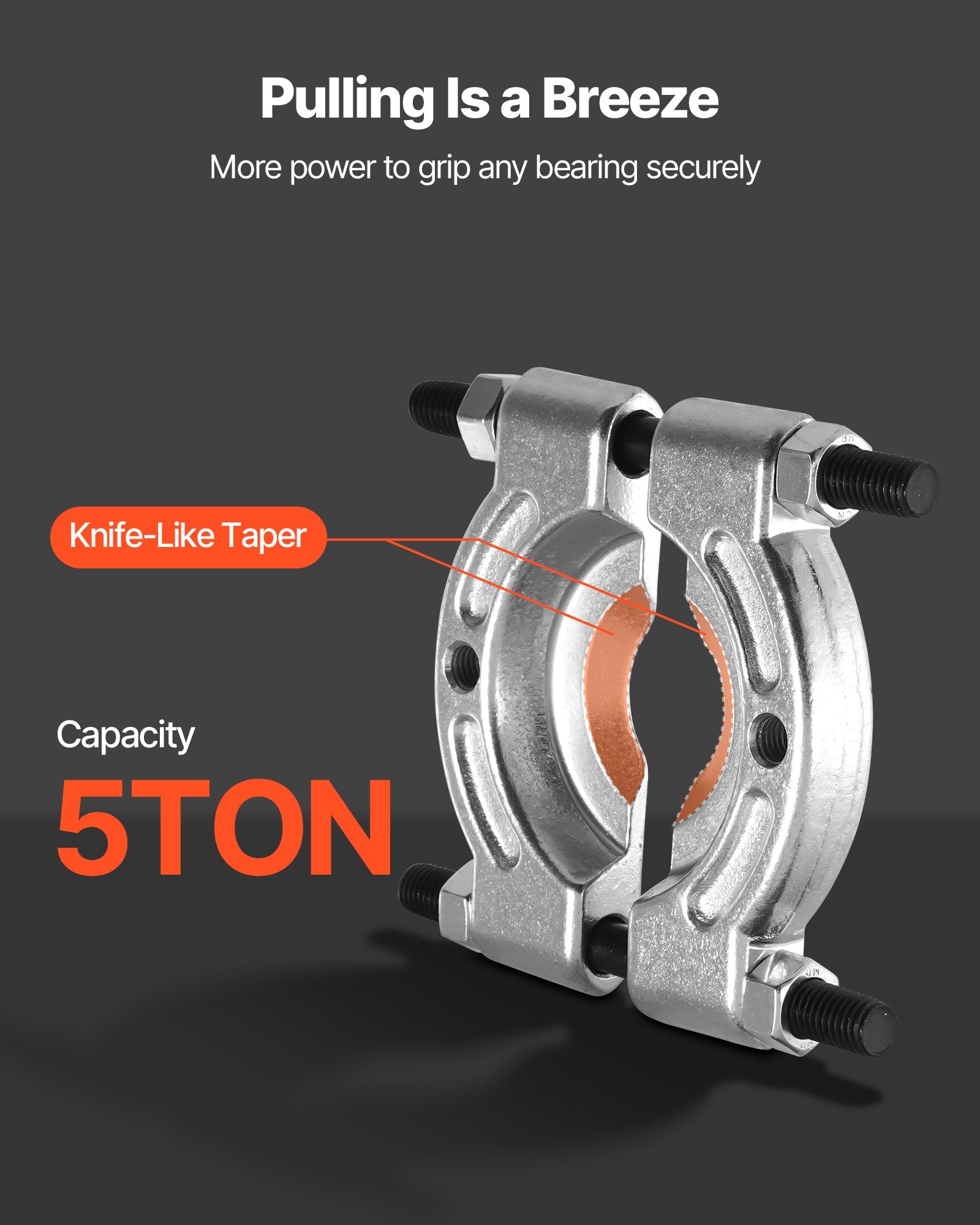 VEVOR Bearing Puller Kit, 14-Piece 5 Ton Capacity Bearing Separator, Pinion Wheel Bearing Removal Kit with 50 mm and 70 mm Jaws, Bearing Puller Set, Heavy Duty Bearing Splitter Tool Kit with Case