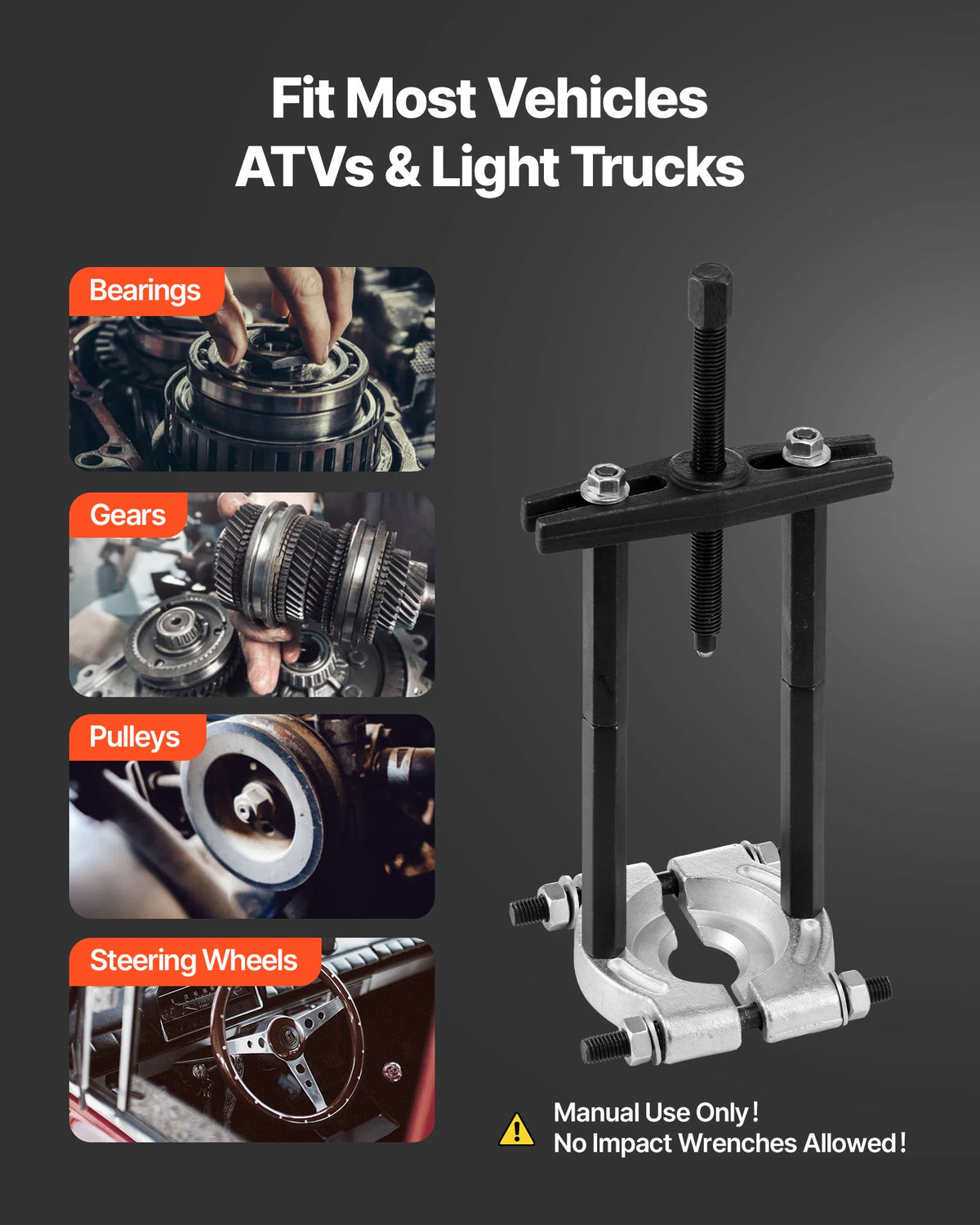 VEVOR Bearing Puller Kit, 14-Piece 5 Ton Capacity Bearing Separator, Pinion Wheel Bearing Removal Kit with 50 mm and 70 mm Jaws, Bearing Puller Set, Heavy Duty Bearing Splitter Tool Kit with Case