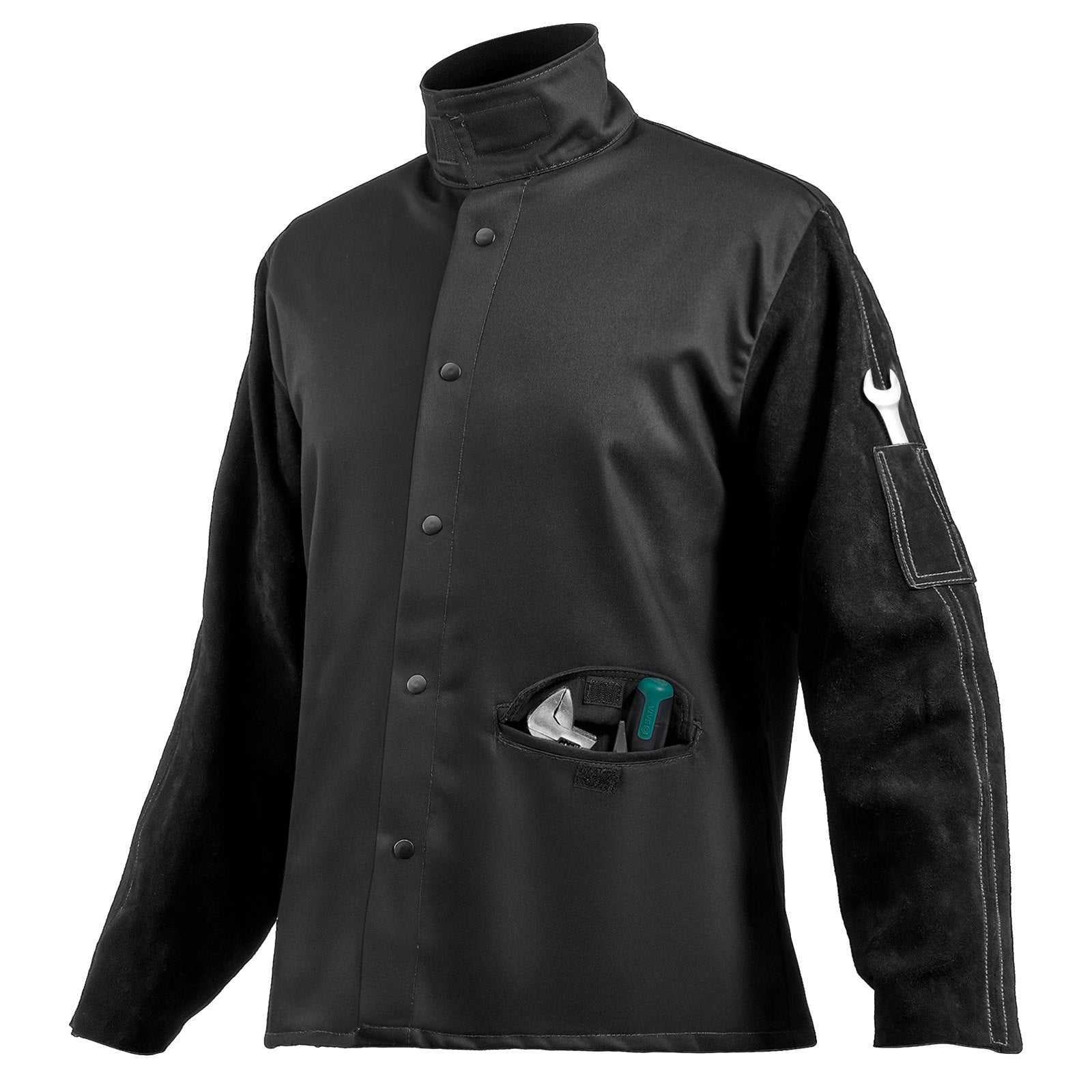 VEVOR FR Welding Jacket XL Size Heavy Duty Cowhide Leather & 9oz FR Cotton