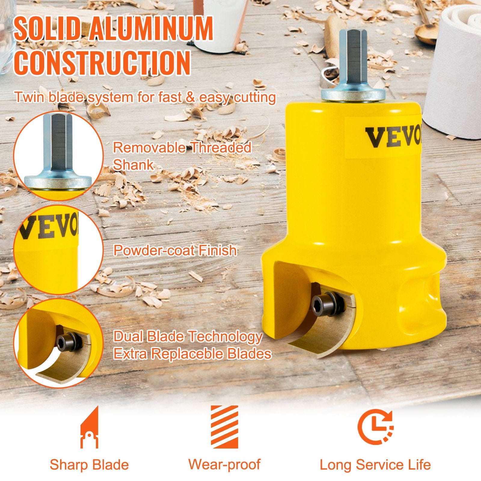 VEVOR Tenon Cutter Log Furniture Kit 1" & 1.5"& 2" w/ Curved Blade for Home DIY