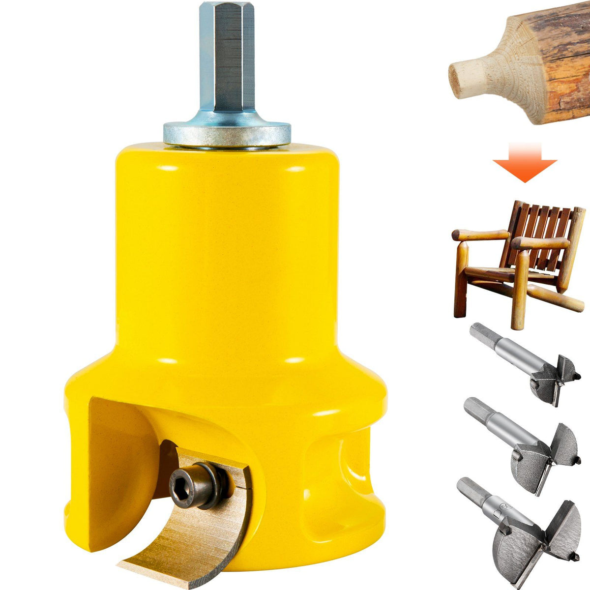 Tenon Cutter, 1.5" / 38 mm Diameter, Premium Aluminum &amp; Steel Log Furniture Cutter, with Dual Curved Blades &amp; Button Screws Home Master Kit, Commercial Woodworking Tool for Home Beginner DIY