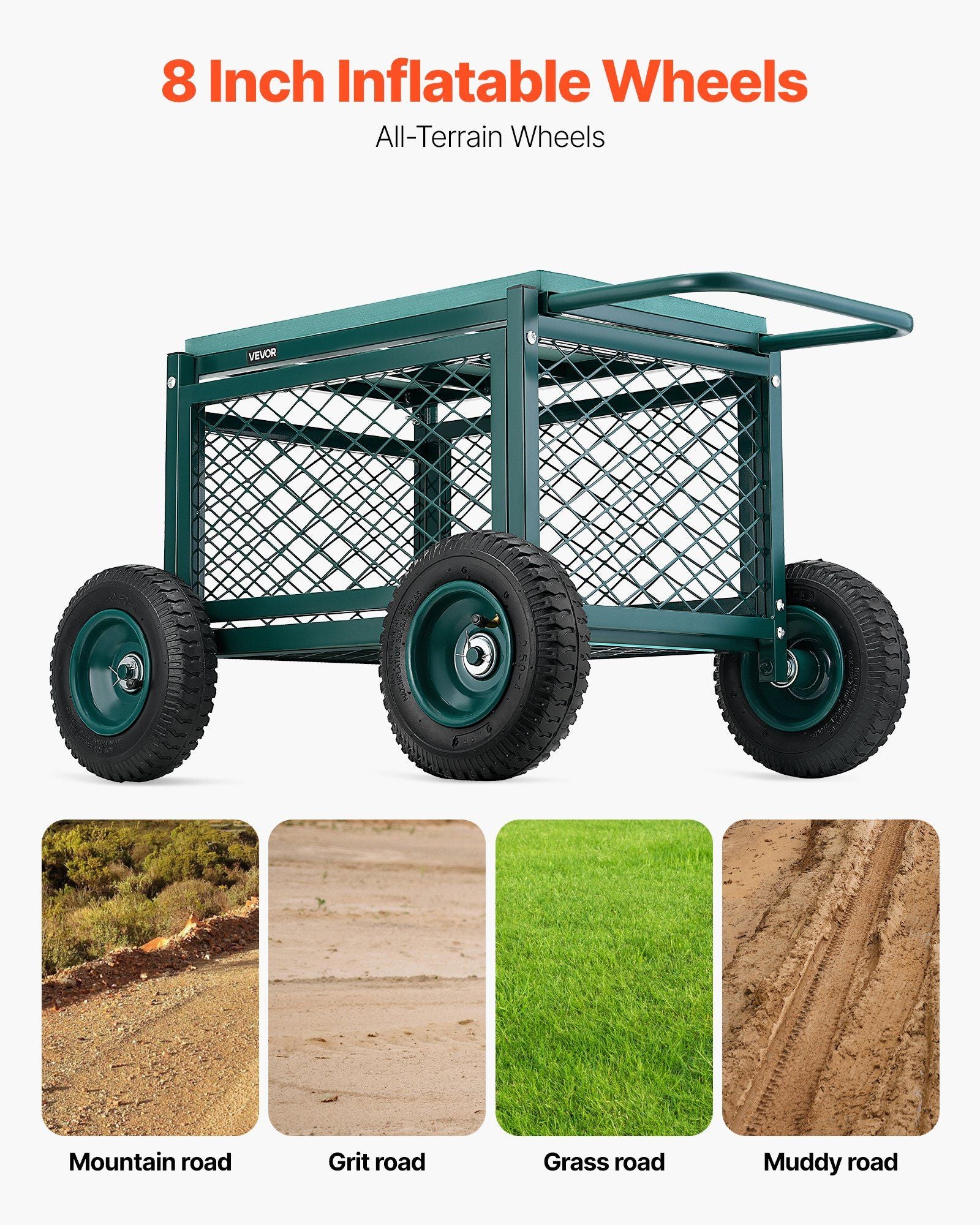Rolling Garden Cart with Seat, Metal Rolling Garden Work Seat with Wheels, Supports up to 181 kg, Heavy Duty Gardening Cart Scooter, Outdoor Wagon & Stool on Wheels for Lawn, Patio, Backyard