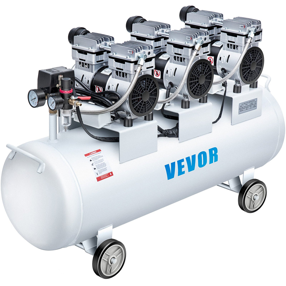 VEVOR Oil Free Air Compressor Air Compressor Tank 100L 3HP Ultra Silent Inflator