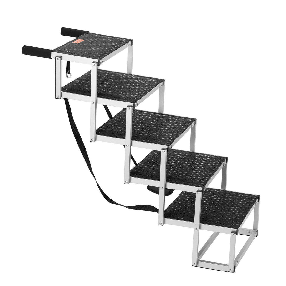 Dog Stair for Cars, Wide 5-step Dog Car Steps, Folding Dog Car Ramp with Nonslip Surface, Portable Pet Steps Lightweight Aluminum for Car, SUV and Truck, Supports up to 150 lbs