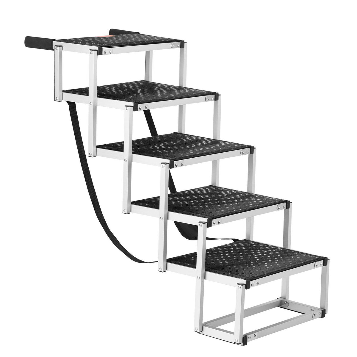 Dog Stair for Cars, Wide 5-step Dog Car Steps, Folding Dog Car Ramp with Nonslip Surface, Portable Pet Steps Lightweight Aluminum for Car, SUV and Truck, Supports up to 150 lbs
