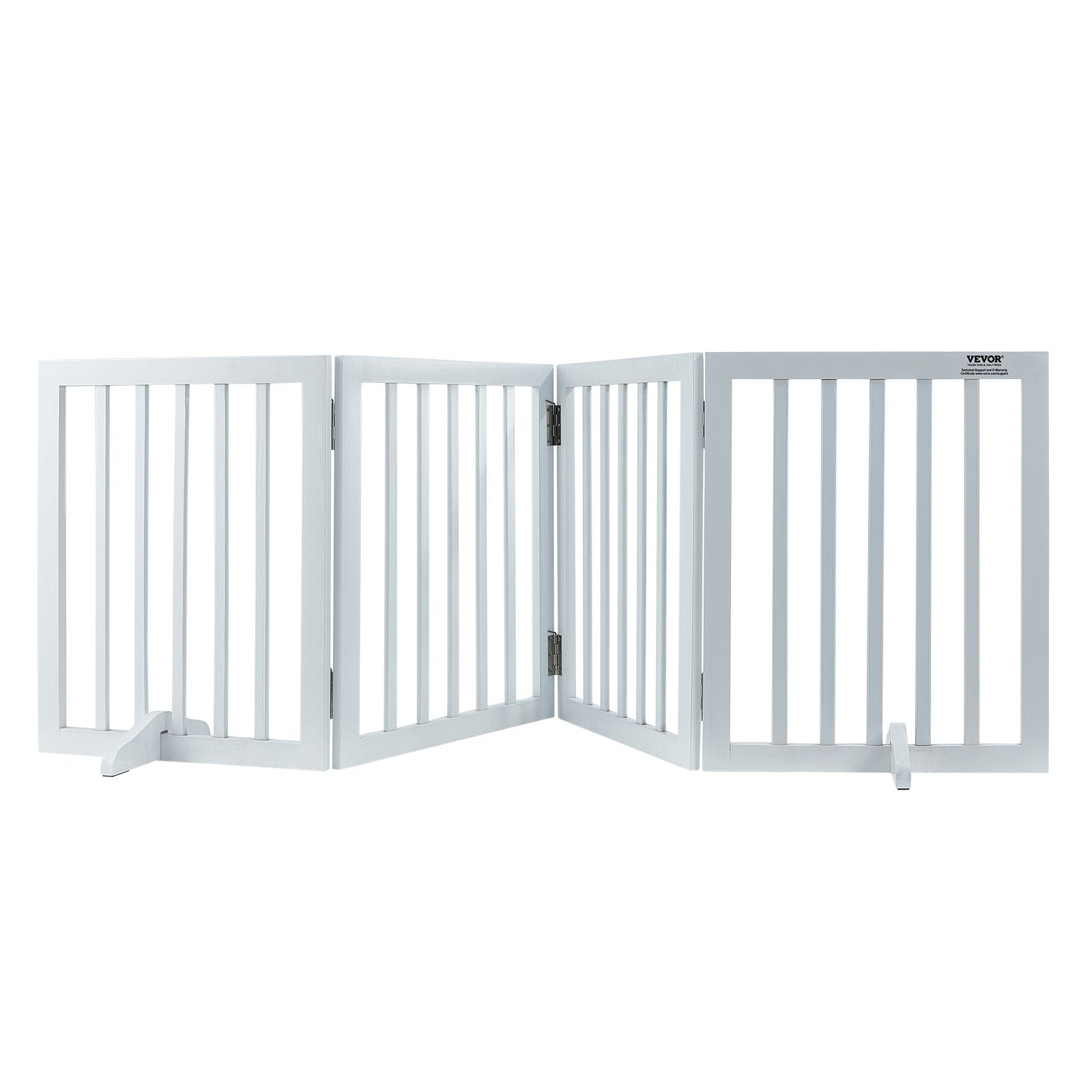 VEVOR Free Standing Dog Gate, 24" H x 80.3" W Freestanding Pet Gate, 4 Panels Foldable Dog Gate for Wide and Narrow Passageways, Expandable Dog Barrier with Silent Foot Support for Indoor, White