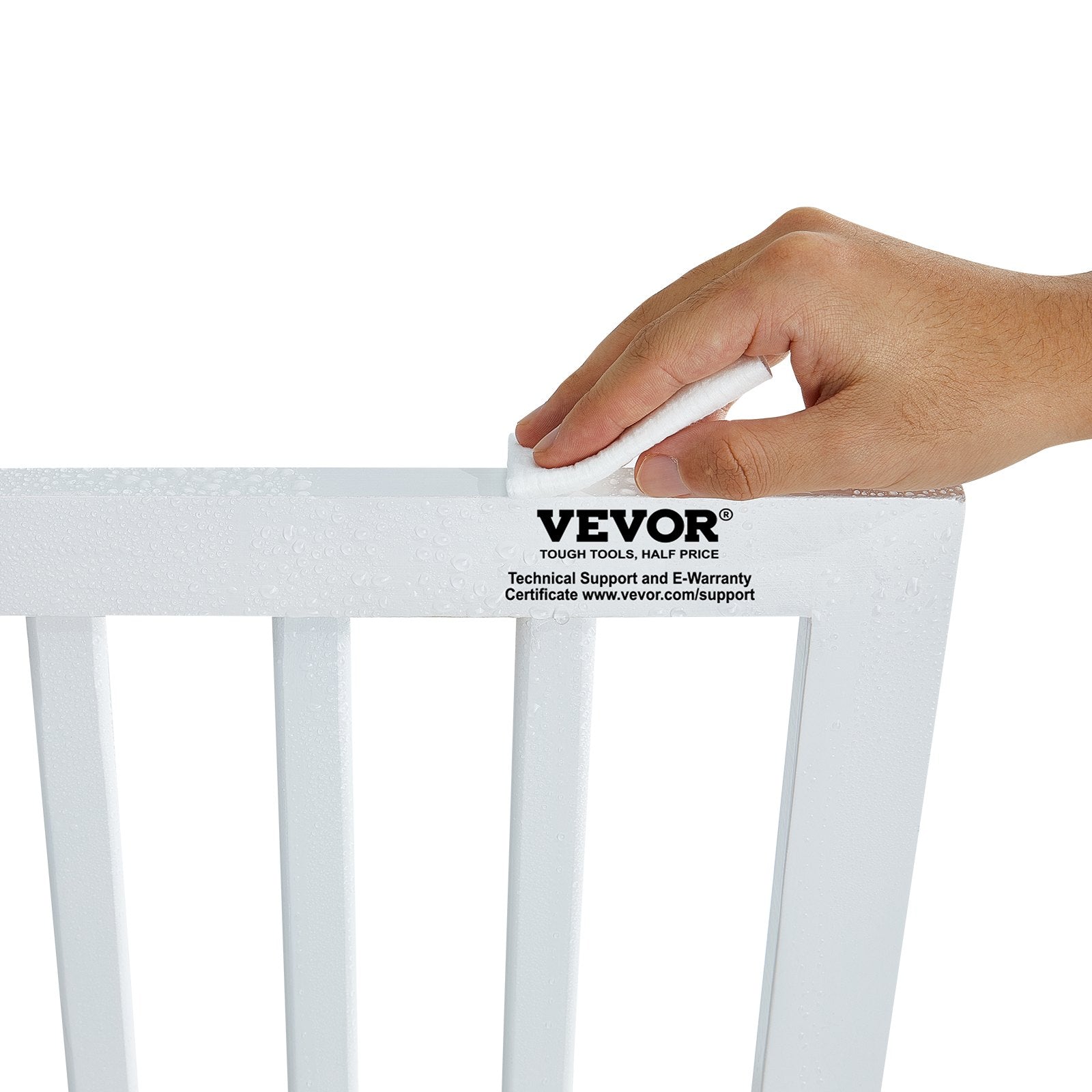 VEVOR Free Standing Dog Gate, 24" H x 80.3" W Freestanding Pet Gate, 4 Panels Foldable Dog Gate for Wide and Narrow Passageways, Expandable Dog Barrier with Silent Foot Support for Indoor, White