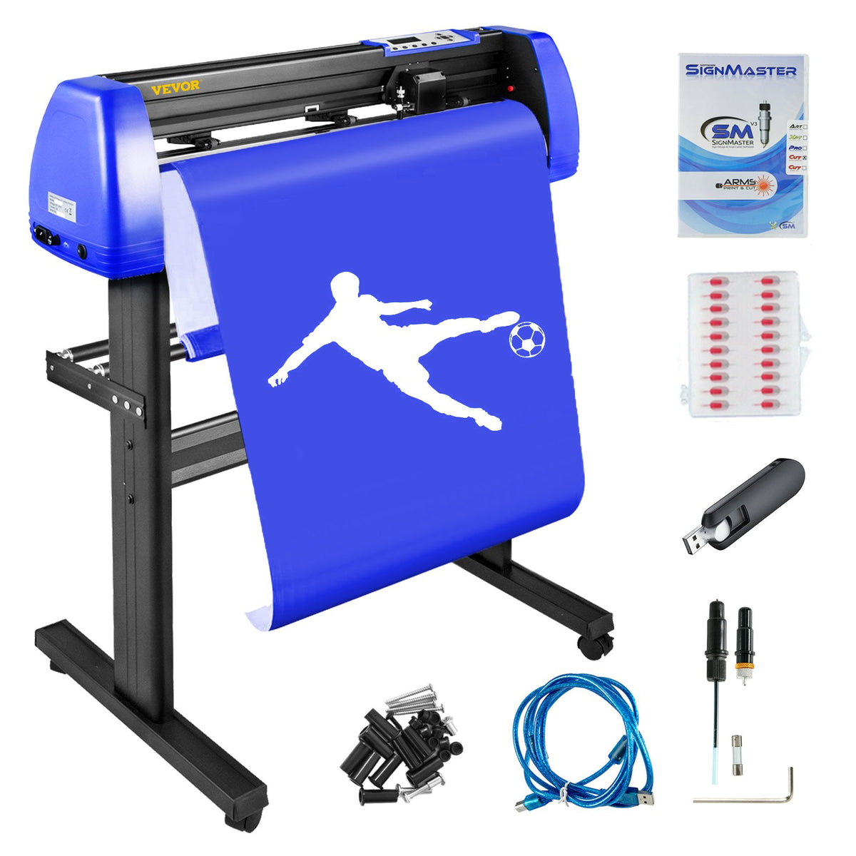 VEVOR 720mm Vinyl Cutter/Plotter Sign Cut Machine Software 20 Blades LCD Black