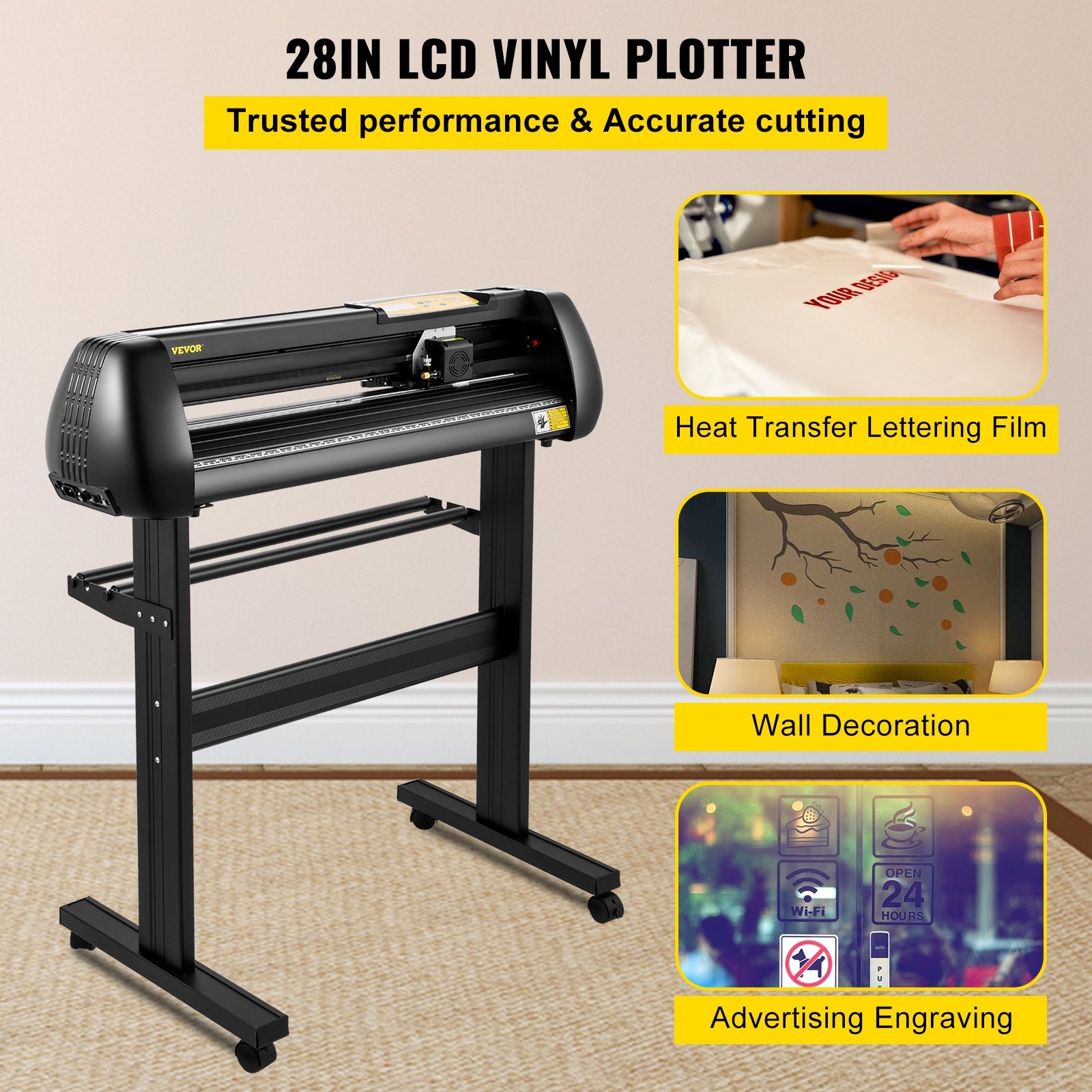 VEVOR Vinyl Cutter, 28inch Paper Feed Cutting Plotter Bundle, Adjustable Force & Speed Vinyl Printer with Powerful Stepper Motors, Signmaster Software Bundle Kit Compatible with Windows System