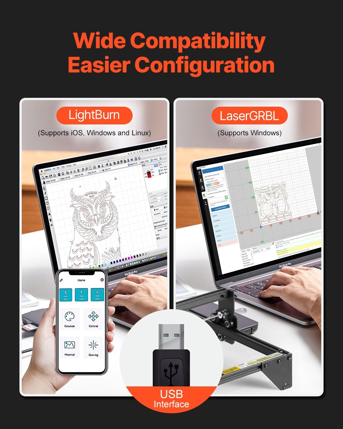 Laser Engraver, 10W Output, Laser Engraving Cutter Machine, 14.9 x 15.7 in/38 x 40 cm Working Area, 10000 mm/min Movement Speed, Compressed Spot with Eye Protection, for Wood, Certain Metal