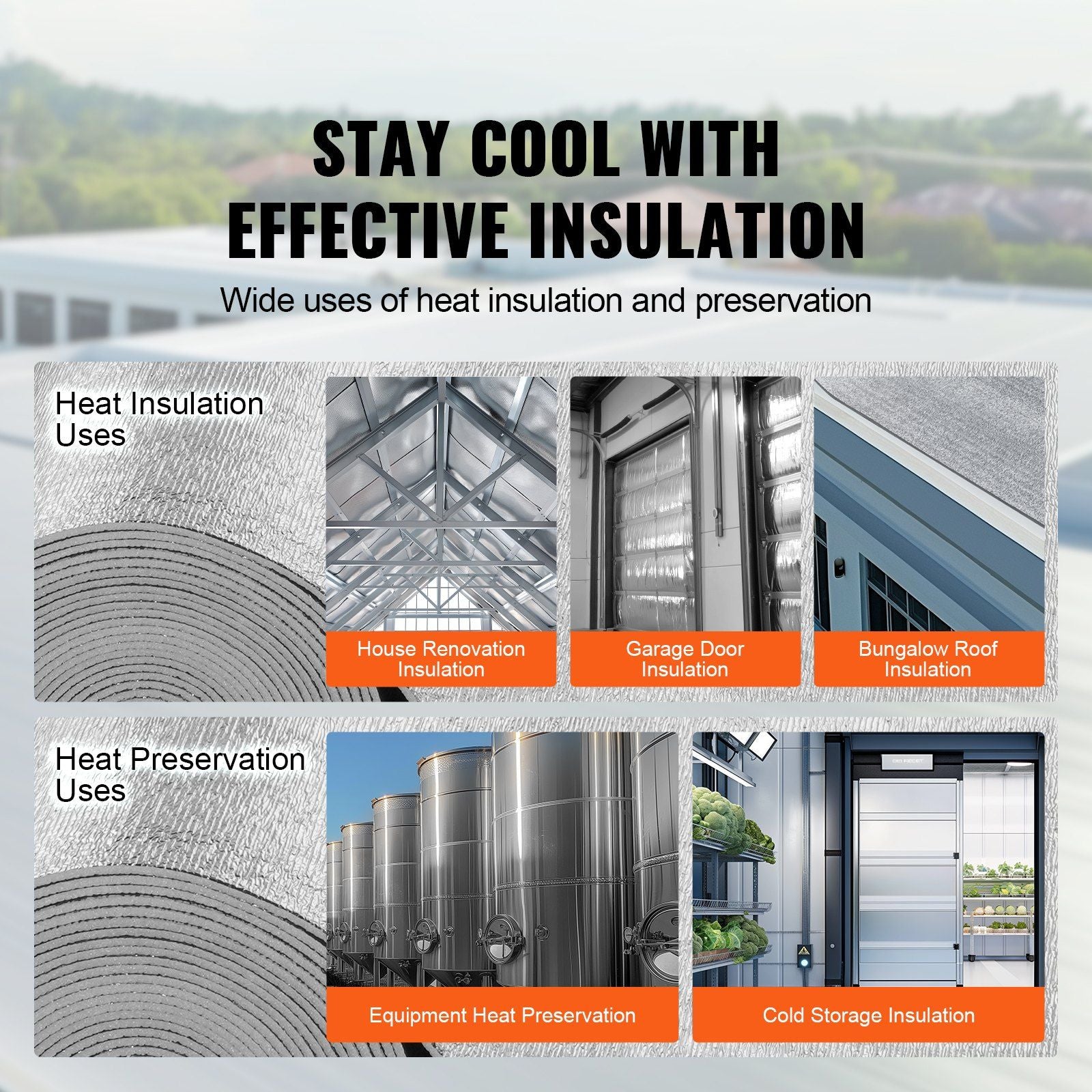 Double Reflective Insulation Roll, Foam Core Radiant Barrier, 3.2 mm 48 in x 50 ft, Double-Sided Aluminum Foil EPE Foam Heat Reflective Shield, Thermal Insulation Roll for Window RV Roof