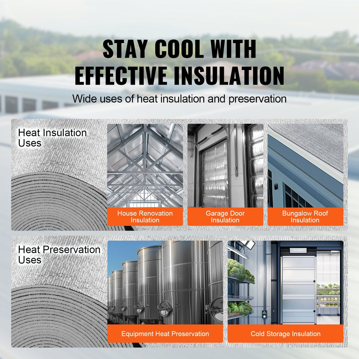 Double Reflective Insulation Roll, Foam Core Radiant Barrier, 5.5mm 48 in x 50 ft, Double-Sided Aluminum Foil EPE Foam Heat Reflective Shield, Thermal Insulation Roll for Window RV Roof