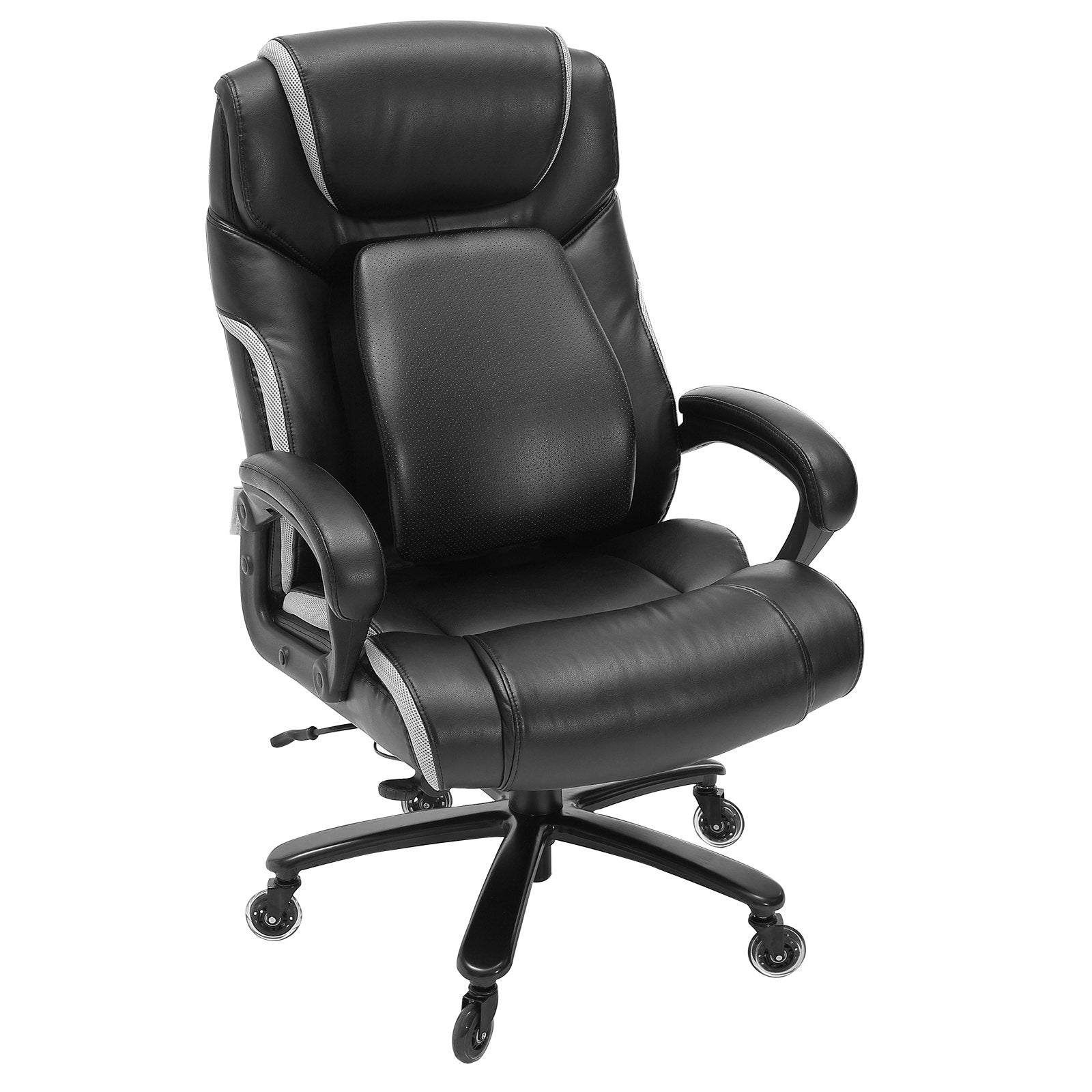 VEVOR Heavy Duty Executive Office Chair with Cutting-edge Adjustable Lumbar Support for Long Hours, Big and Tall 400lbs Office Chair, Wide Thick Padded Strong Metal Base Quiet Wheels