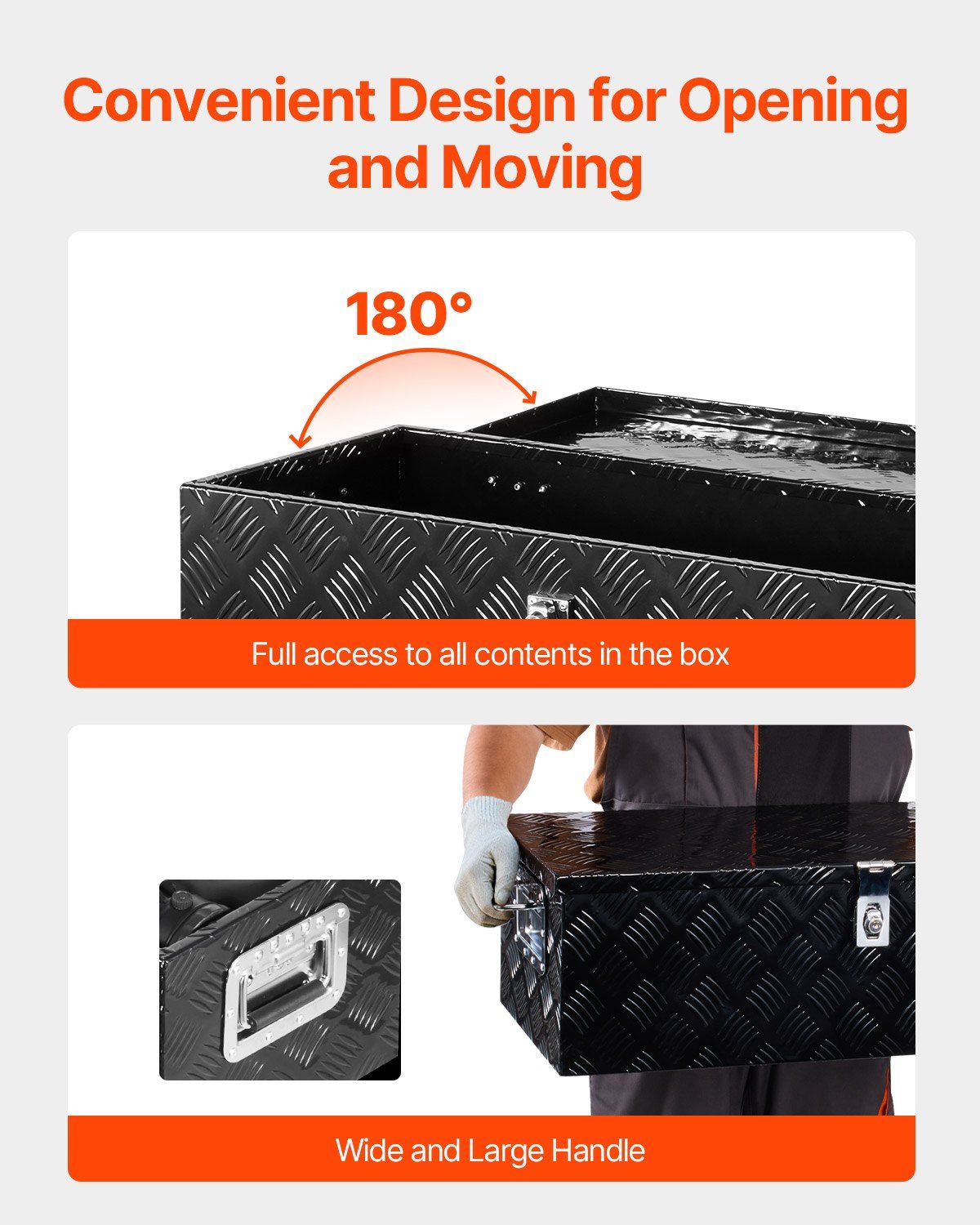 Heavy Duty Aluminum Truck Bed Tool Box, Stripes Plated Tool Box with Side Handle and Lock Keys, Storage Toolbox Chest Organizer for Trailer, Pickup, RV, 30"x13"x9.6"(762x330.2x243.84mm), Black