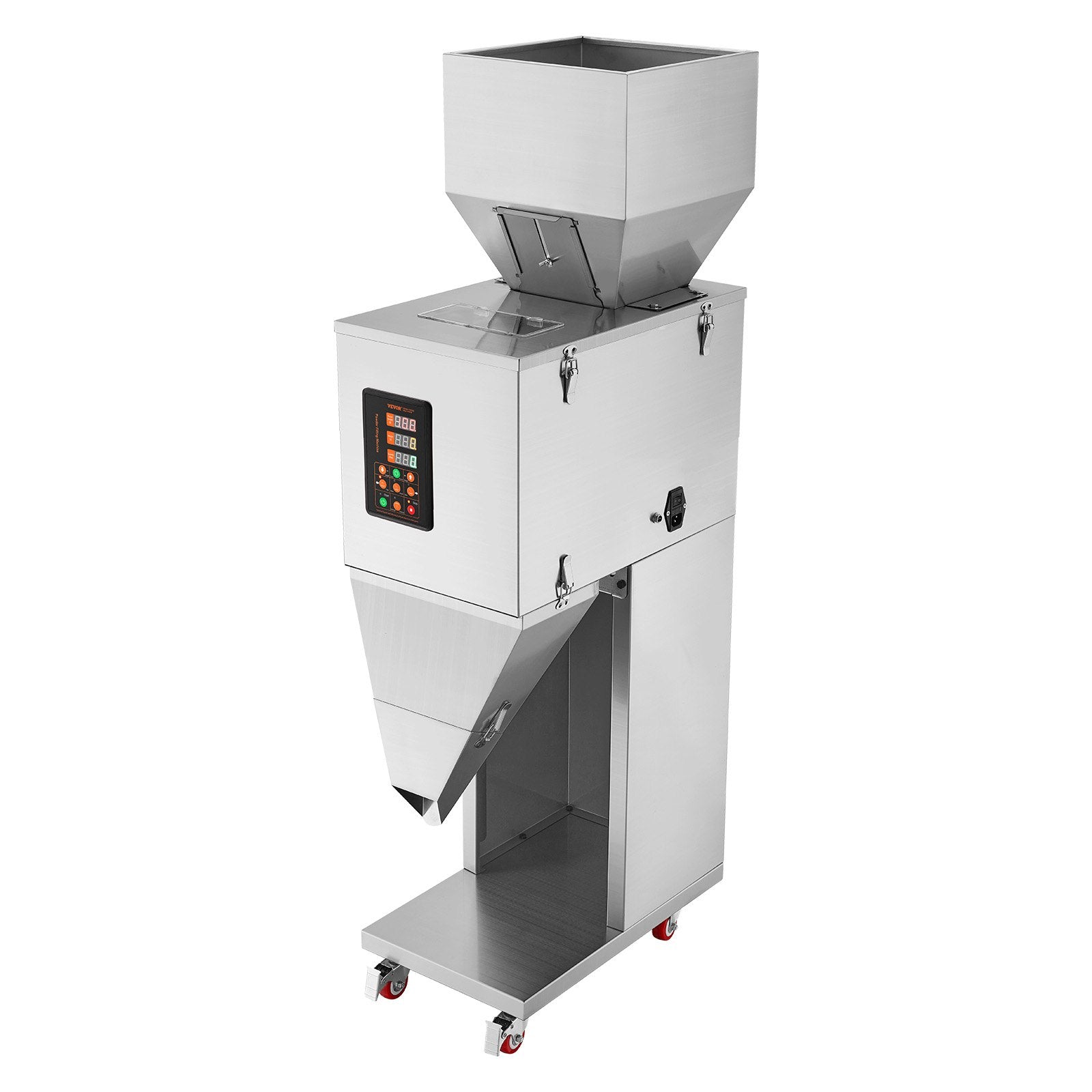 VEVOR Particle Filling Machine, 10-1000g, Automatic Filler Machine with Foot Pedal, Stainless Steel Weighing Filling Machine, Weigh Filler Packing Machine for Beans Seeds Grains Tea Granular Packing
