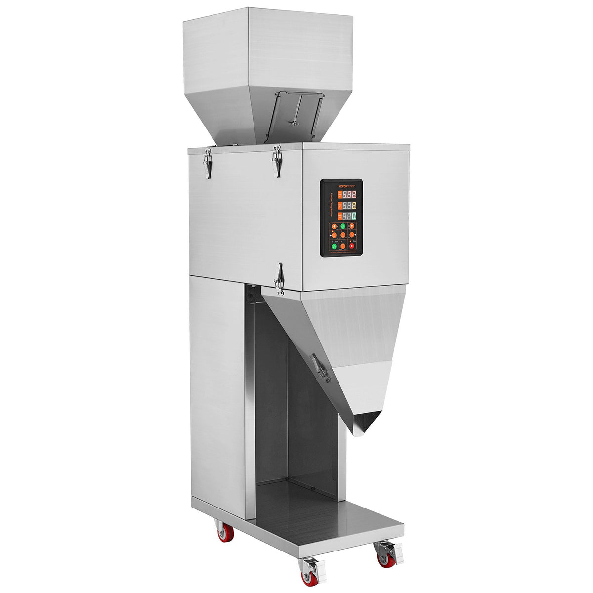VEVOR Particle Filling Machine, 10-1000g, Automatic Filler Machine with Foot Pedal, Stainless Steel Weighing Filling Machine, Weigh Filler Packing Machine for Beans Seeds Grains Tea Granular Packing