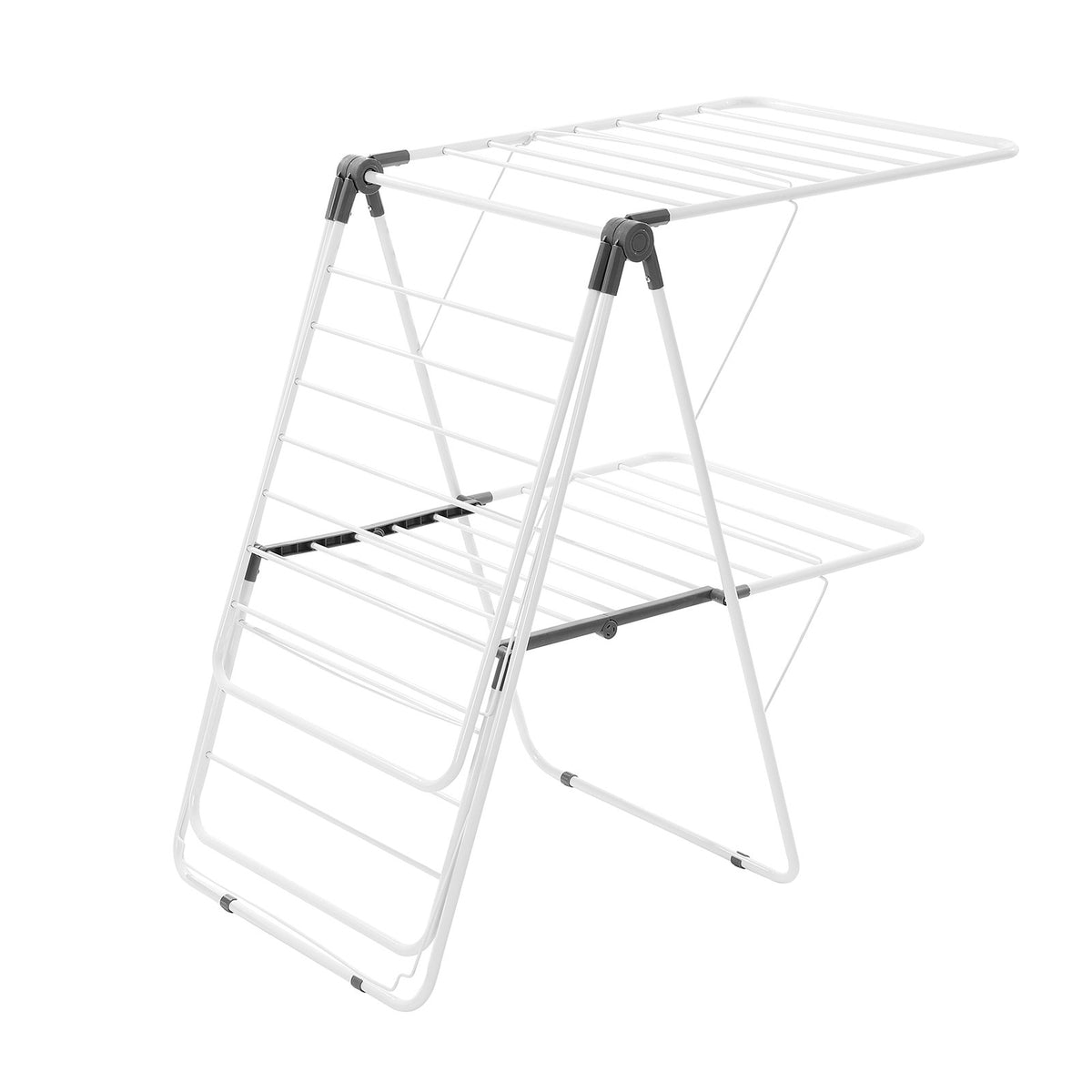 VEVOR 2-Tier Foldable Clothes Drying Rack with Sock Clips & 31 Drying Rods White