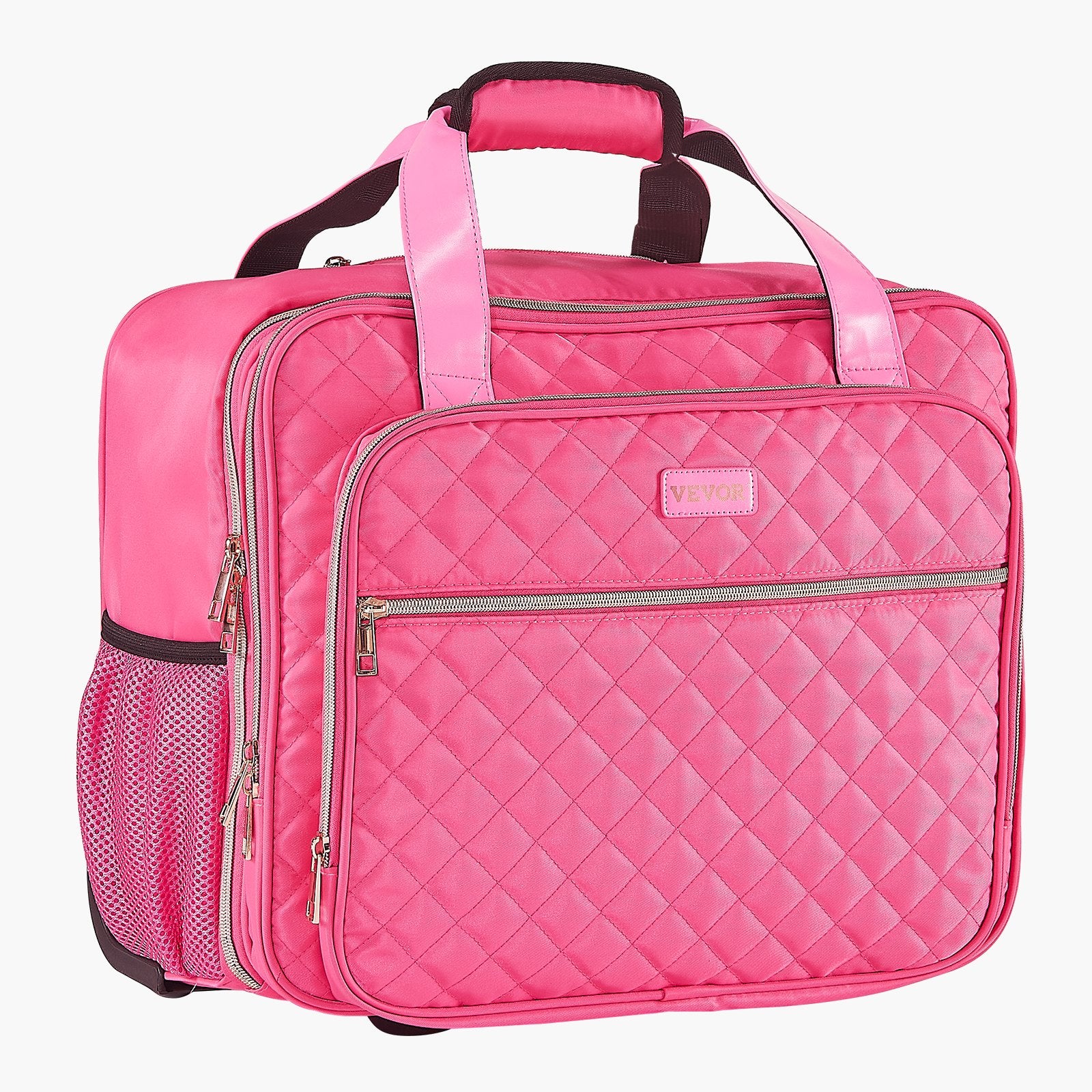 VEVOR Rolling Laptop Bag, Fits Up to 17.3 Inch Laptop, Wheeled Briefcase, Roller Computer Tote Bag with 2 Fixed Wheels & Telescoping Handle, Laptop Case for Work Travel Business Office, Red