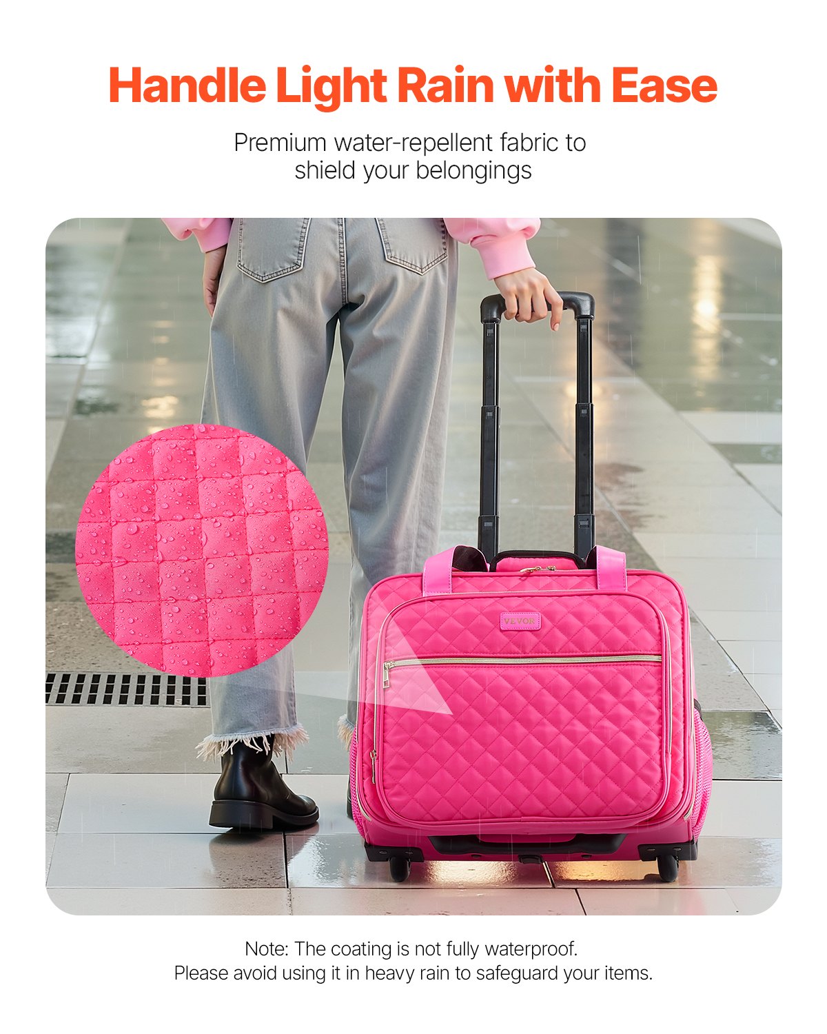 VEVOR Rolling Laptop Bag, Fits Up to 17.3 Inch Laptop, Wheeled Briefcase, Roller Computer Tote Bag with 2 Fixed Wheels & Telescoping Handle, Laptop Case for Work Travel Business Office, Red