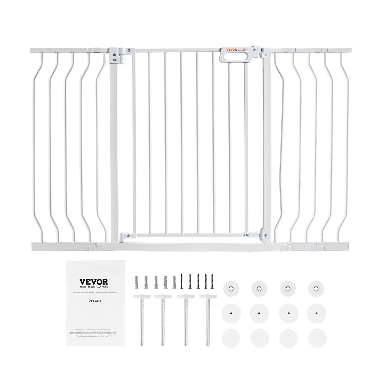 VEVOR Baby Gate, 749-1346 mm Extra Wide, 762 mm High, Dog Gate for Stairs Doorways and House, Easy Step Walk Thru Auto Close Child Gate Pet Security Gate with Pressure Mount and Wall Mount Kit, White
