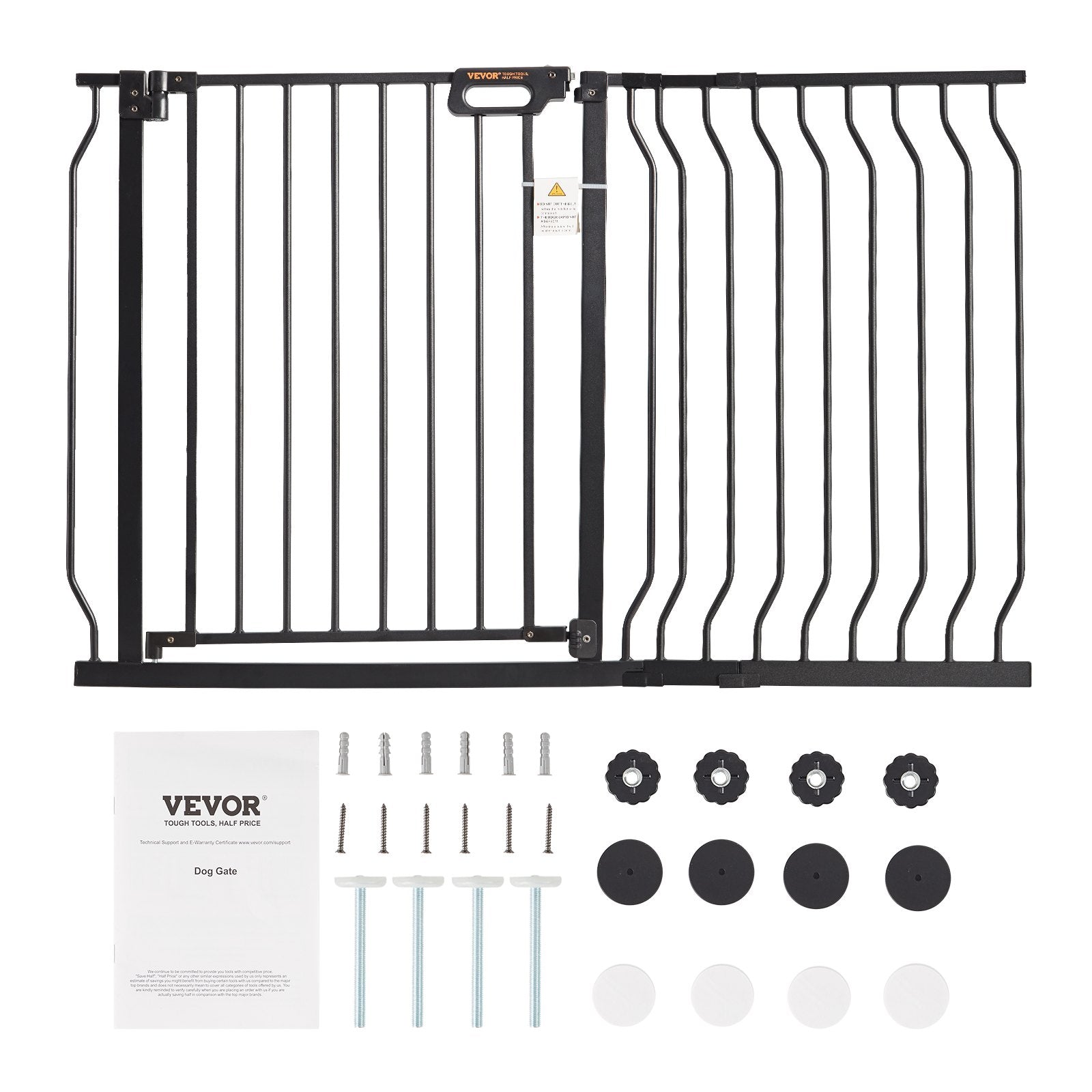 VEVOR Baby Gate, 749-1229 mm Extra Wide, 762 mm High, Dog Gate for Stairs Doorways and House, Easy Step Walk Thru Auto Close Child Gate Pet Security Gate with Pressure Mount and Wall Mount Kit, Black