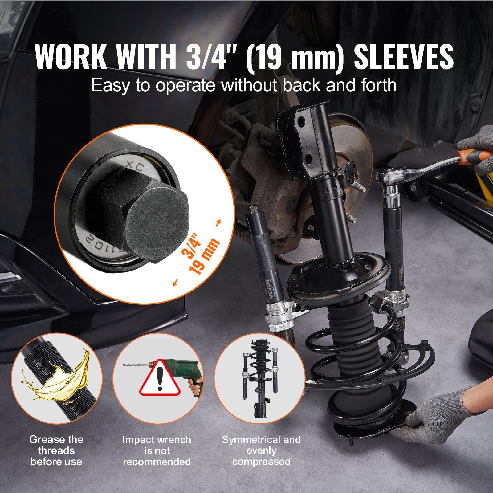 VEVOR Coil Spring Compressor Tool, 2 pcs Heavy Duty Macpherson Strut Spring Compressor Set, 2646 lbs Strut Spring Compressor with Safety Bracket and Carrying Case, for Car Truck ATV UTV