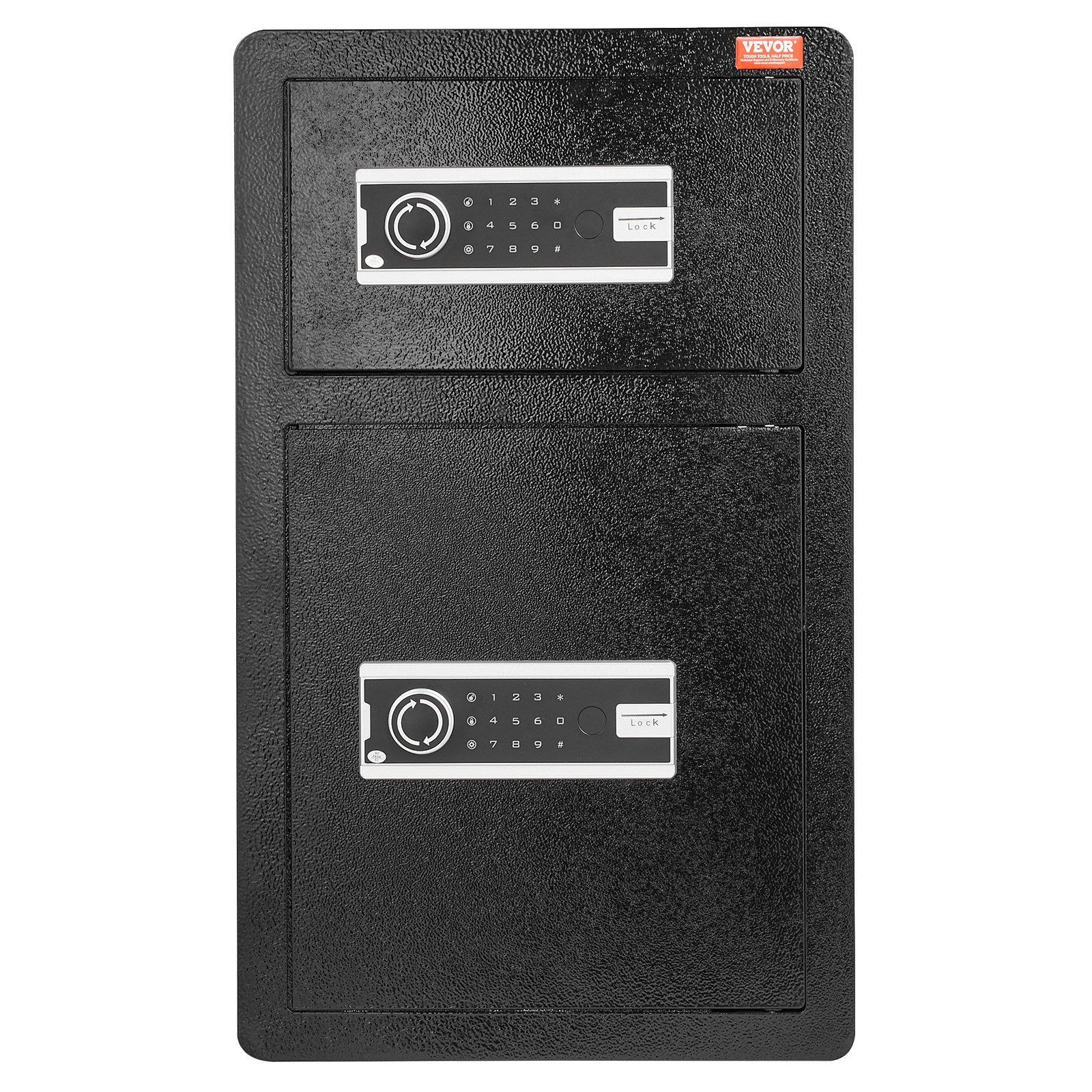 VEVOR Double Doors 4.5 cu.ft Safe Box with Key Lock & Password, Safe Lock Box with Fireproof Bag, Key Rack, LED Light and 2 Height Adjustable and Removable Divider for Money, Documents, Jewelry and Valuables, Black