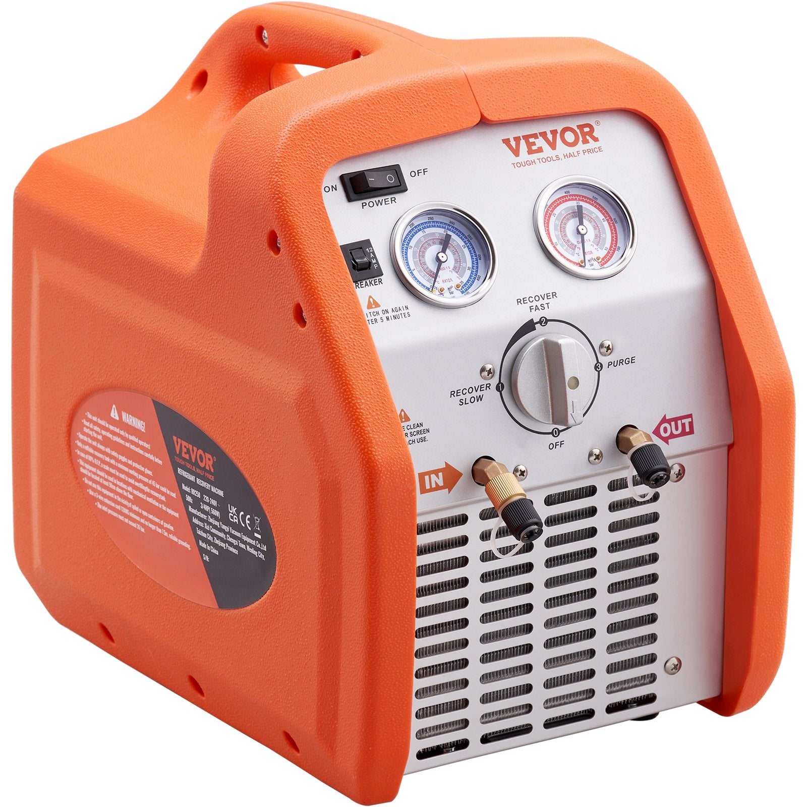 VEVOR Portable 3/4 HP Refrigerant Recovery Machine for Vapor Liquid Refrigerant