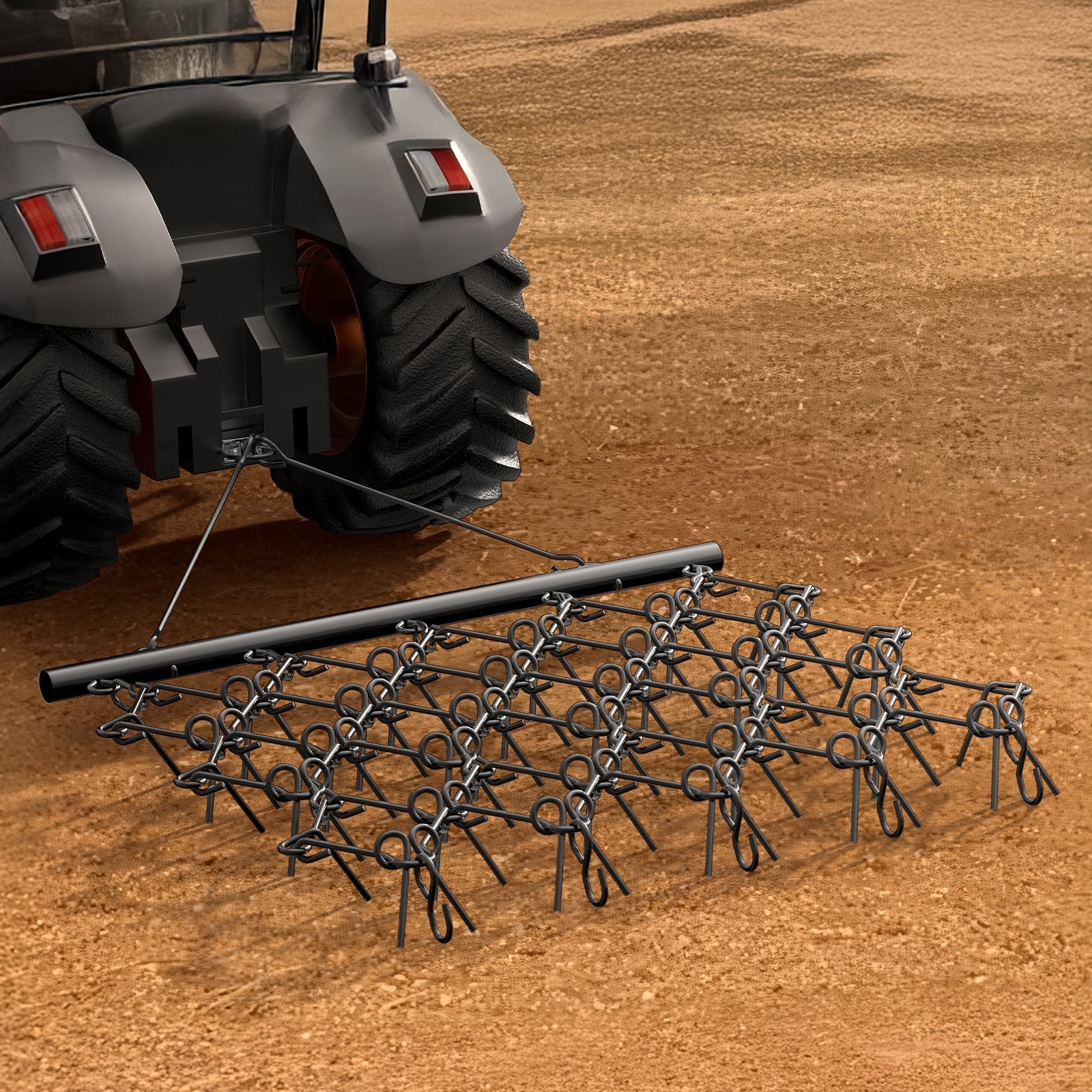 VEVOR Drag Harrow, 5 x 4.5 ft Durable Chain Harrow with 60 Sharp Teeth, Suitable for ATV UTV Tractor, Ideal for Soil Preparation, Seeding, Smoothing Landscapes, and Yard Gravel Driveway Maintenance