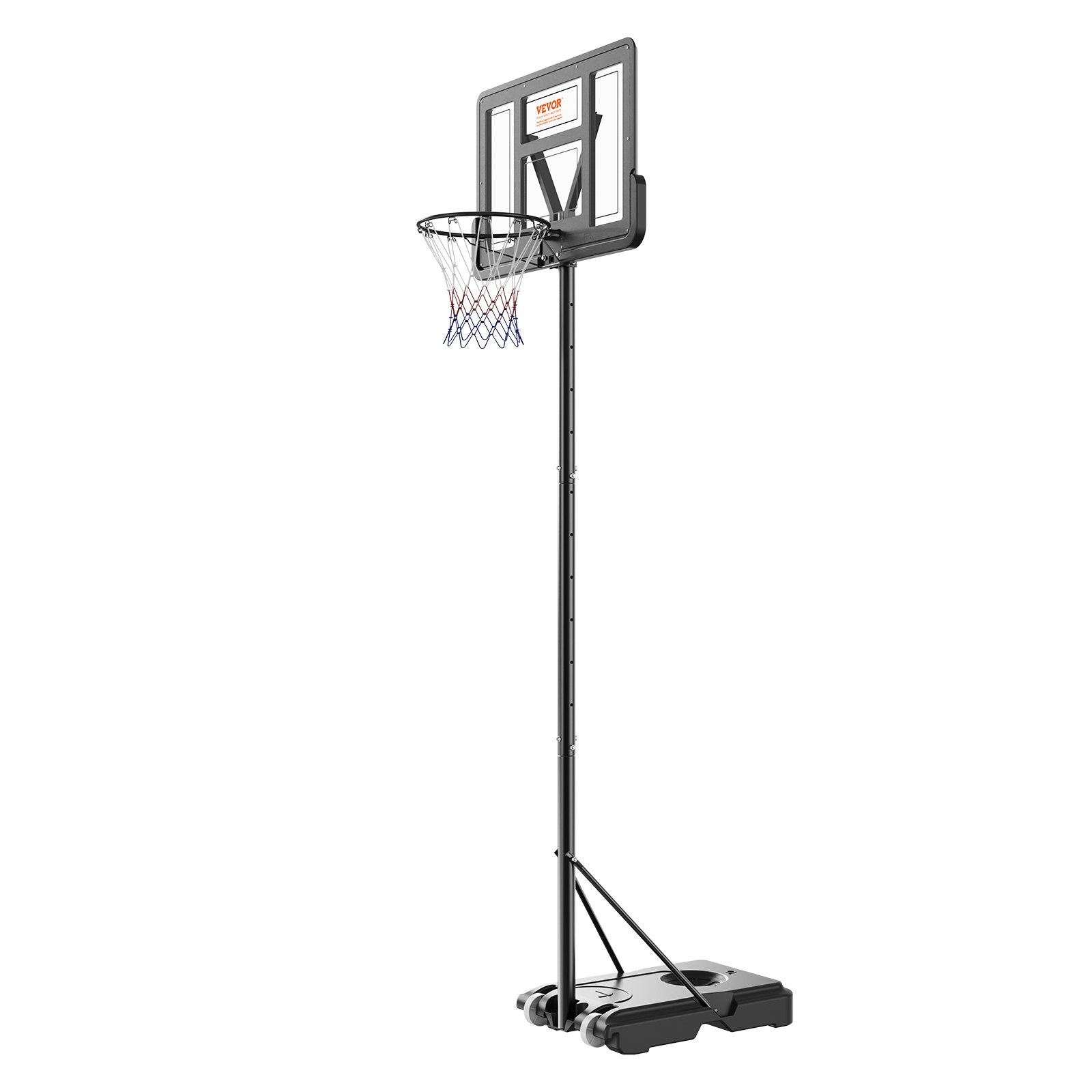 VEVOR Basketball Hoop, 4-10 ft Adjustable Height Portable Backboard System, 44 inch Basketball Hoop & Goal, Kids & Adults Basketball Set with Wheels, Stand, and Fillable Base, for Outdoor/Indoor
