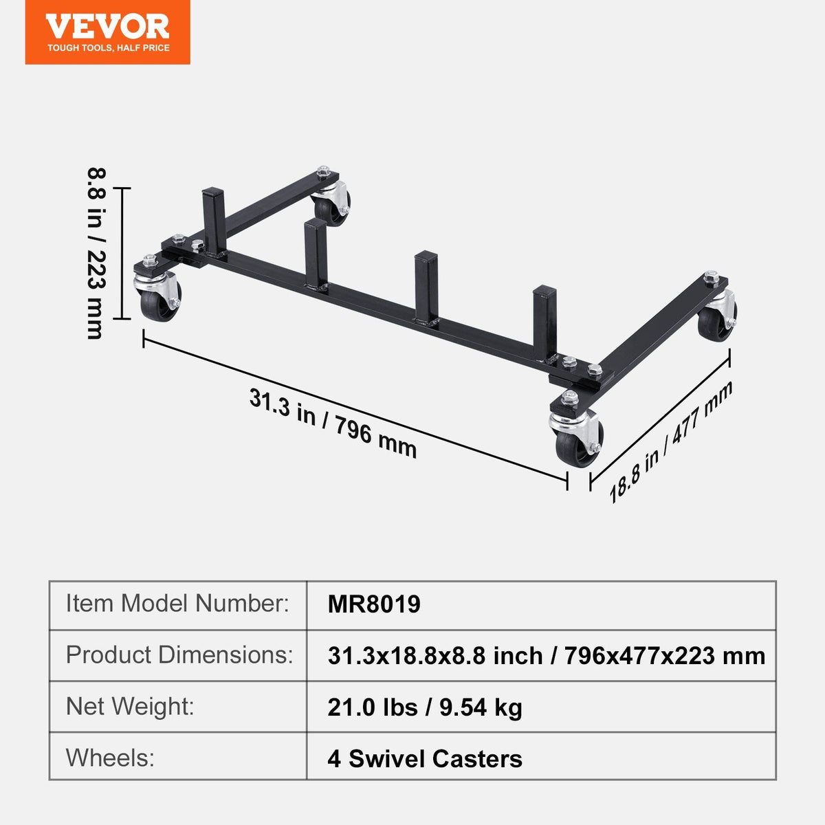 Car Dolly Rack, Storage Rack with 360° Rotatable Wheels, Hydraulic Ratchet Trolley Jack Stand Organizer, Jack Stands Holder Storage Rack, 4-Dolly Capacity, Compatible with Most Dollies