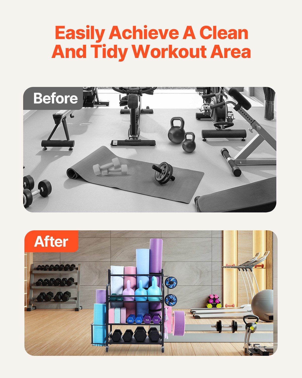 Home Gym Workout Equipment Organizer Yoga Mat Storage Weight Rack Dumbbell 1035 x 405 x 885 mm