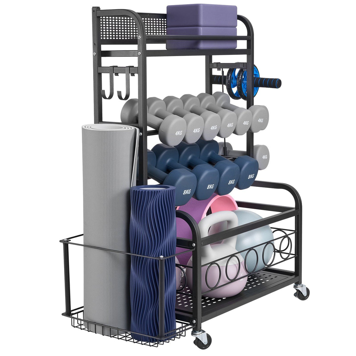 Home Gym Workout Equipment Organizer Yoga Mat Storage Weight Rack Dumbbell 870 x 405 x 1010 mm