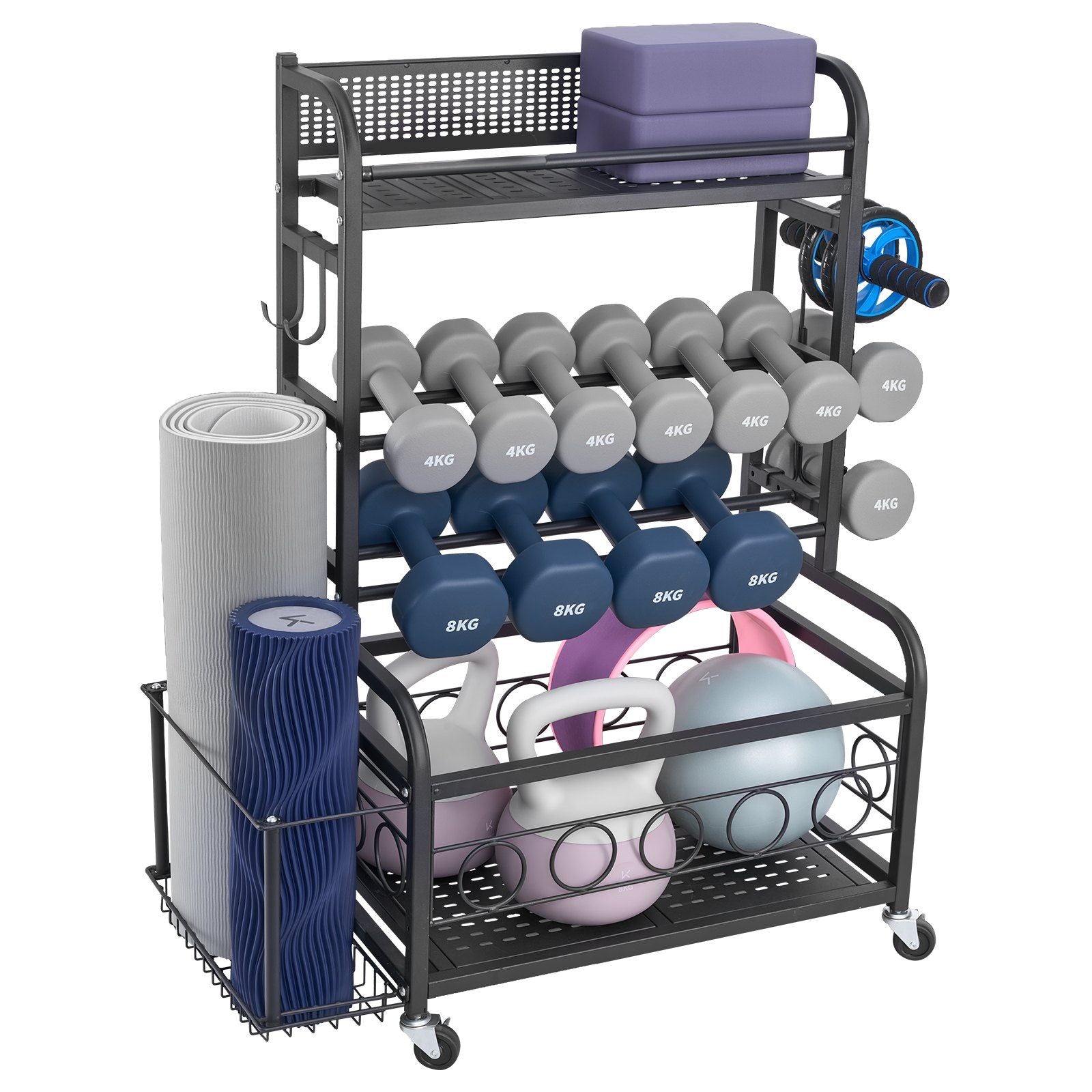 Home Gym Workout Equipment Organizer Yoga Mat Storage Weight Rack Dumbbell 870 x 405 x 1010 mm