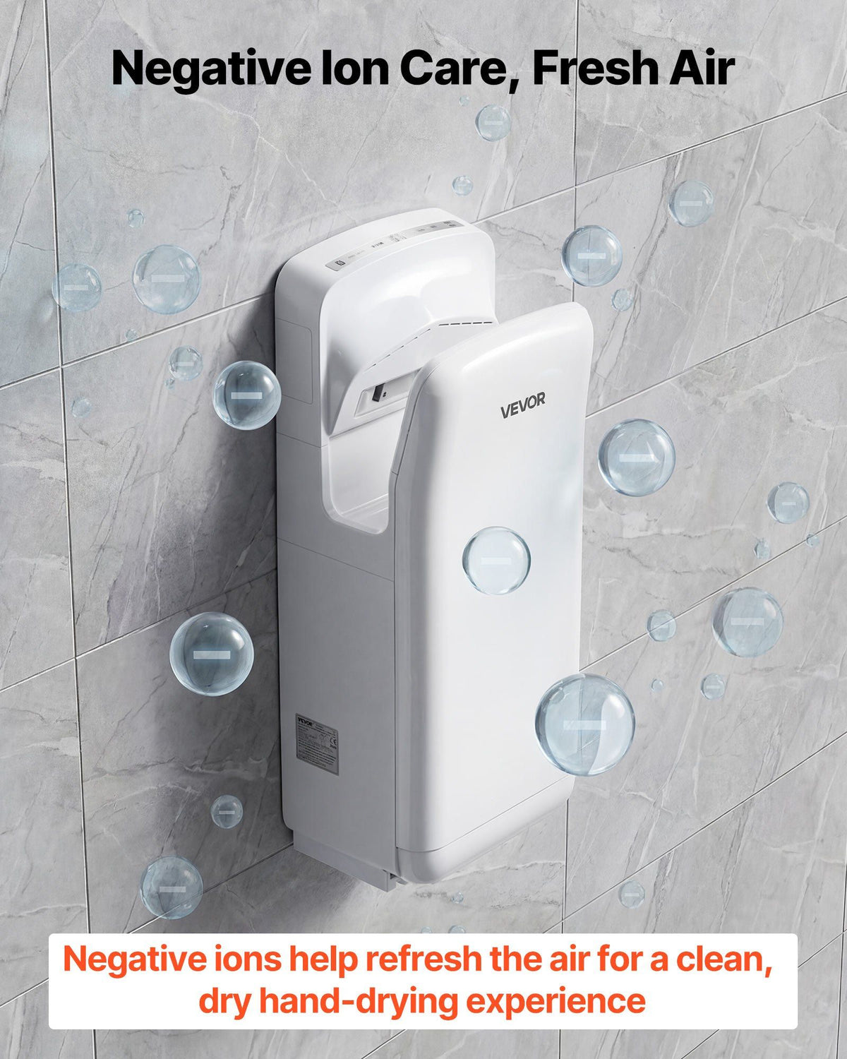 Vertical Hand Dryer, Hand Dryers with HEPA Filter, 19000 RPM High-Speed Motor, Dual-Side Airflow, ABS Sturdy Automatic Air Wall Mount Fast Drying for Commercial Bathrooms Modern Home, White