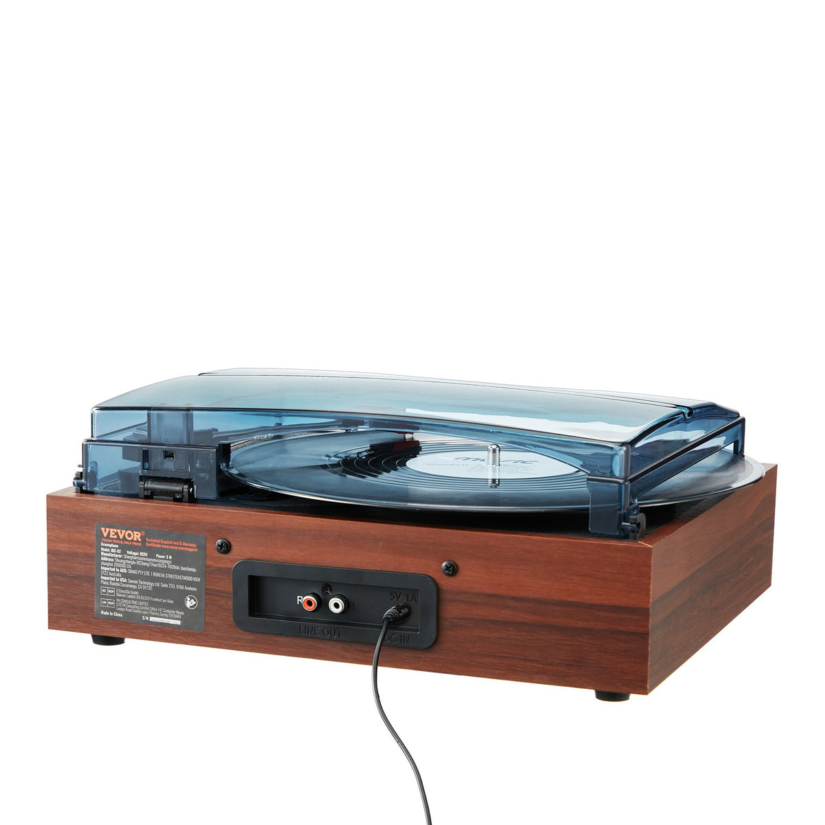 VEVOR Bluetooth Vinyl Record Player 3-Speed Belt Driven Turntable 5W Speakers