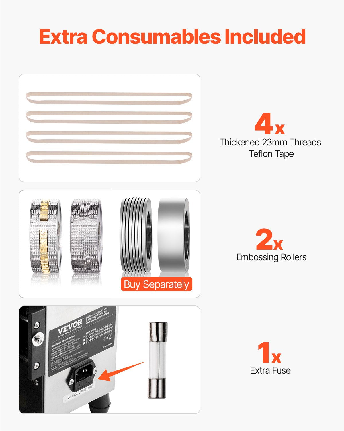 VEVOR Continuous Bag Band Sealing Machine, 6-12 mm Sealing Width, Vertical Band Sealer Machine with Digital Temperature Control, Carbon Steel Bag Sealer for 0.02-0.8 mm Plastic Bags Films Membrane