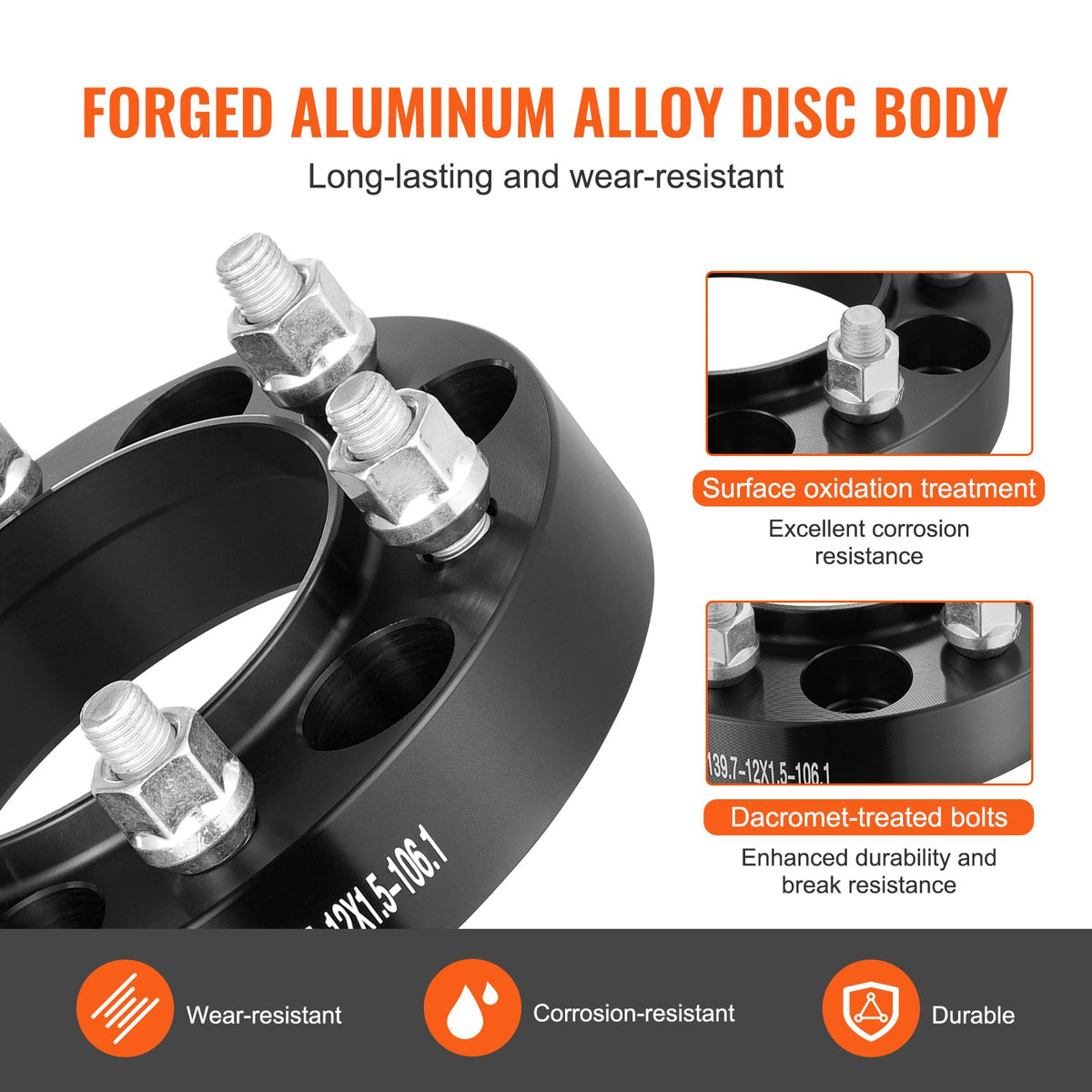 VEVOR 1.25" 6"x5" Wheel Spacers Wheel Adapters 6 Lug Forged Spacer 4 PCS Blue